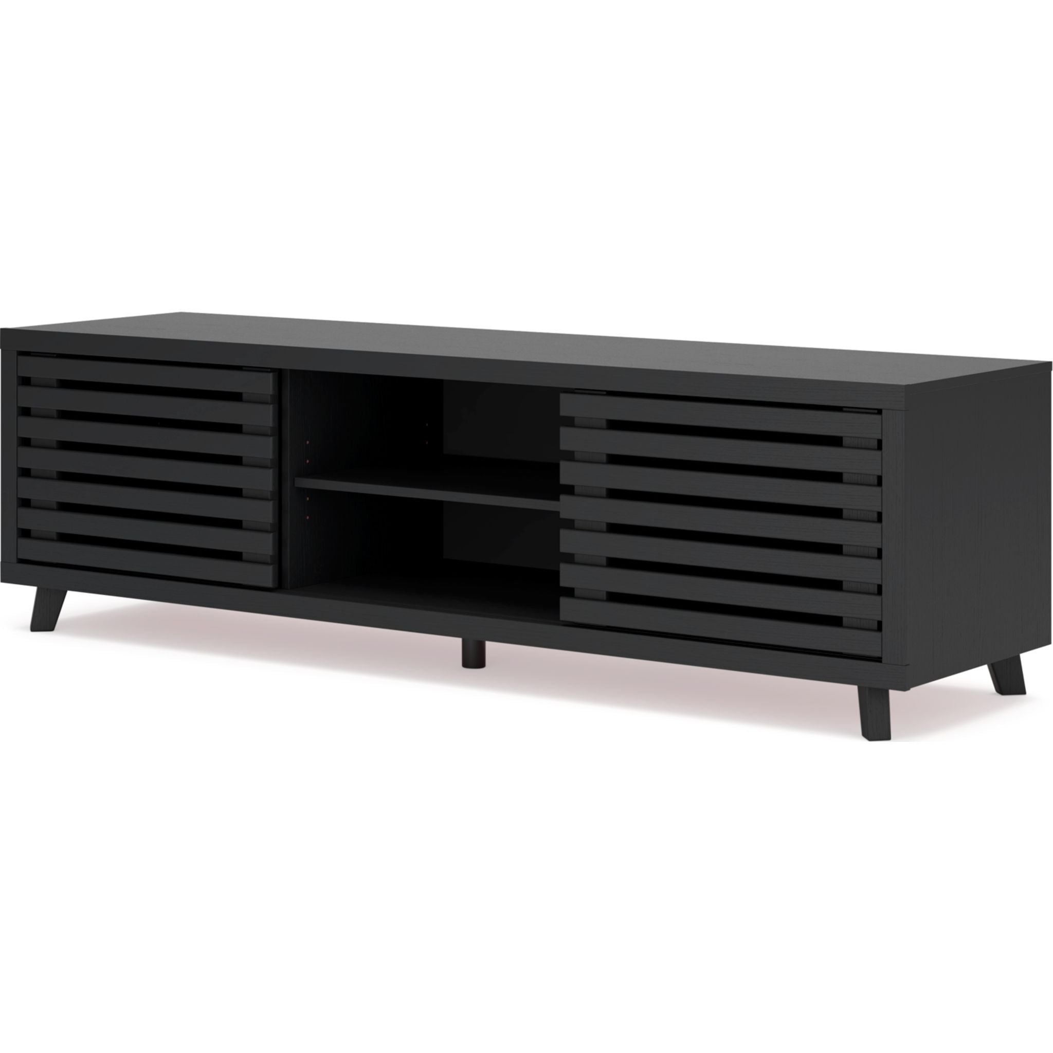 Danziar Modern TV Stand for Living Room - Black Entertainment Center with Storage Shelf for TVs up to 65