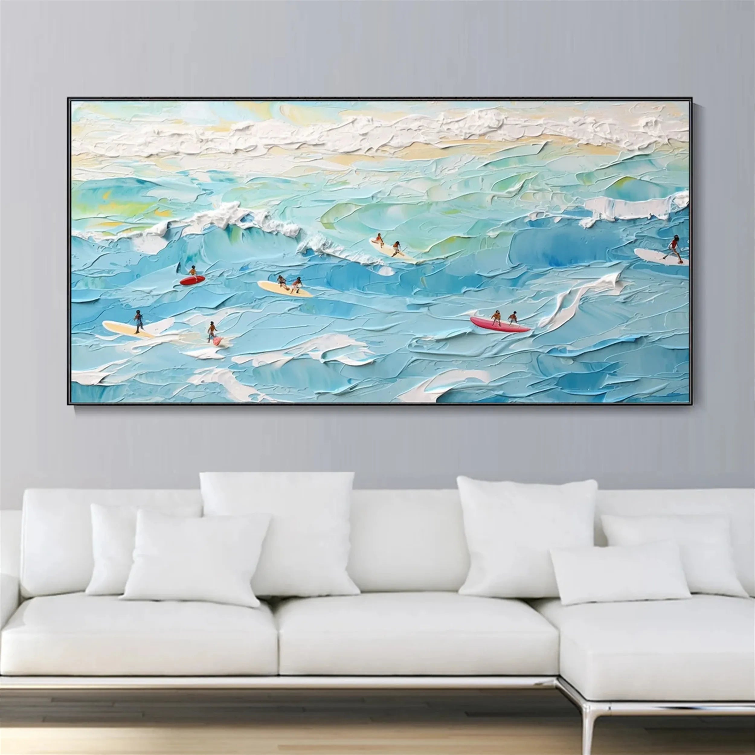 Seascape and Snowy Peak Landscape Painting - Premium Wall Art Decor #SP014 - Perfect for Living Room, Bedroom & Office