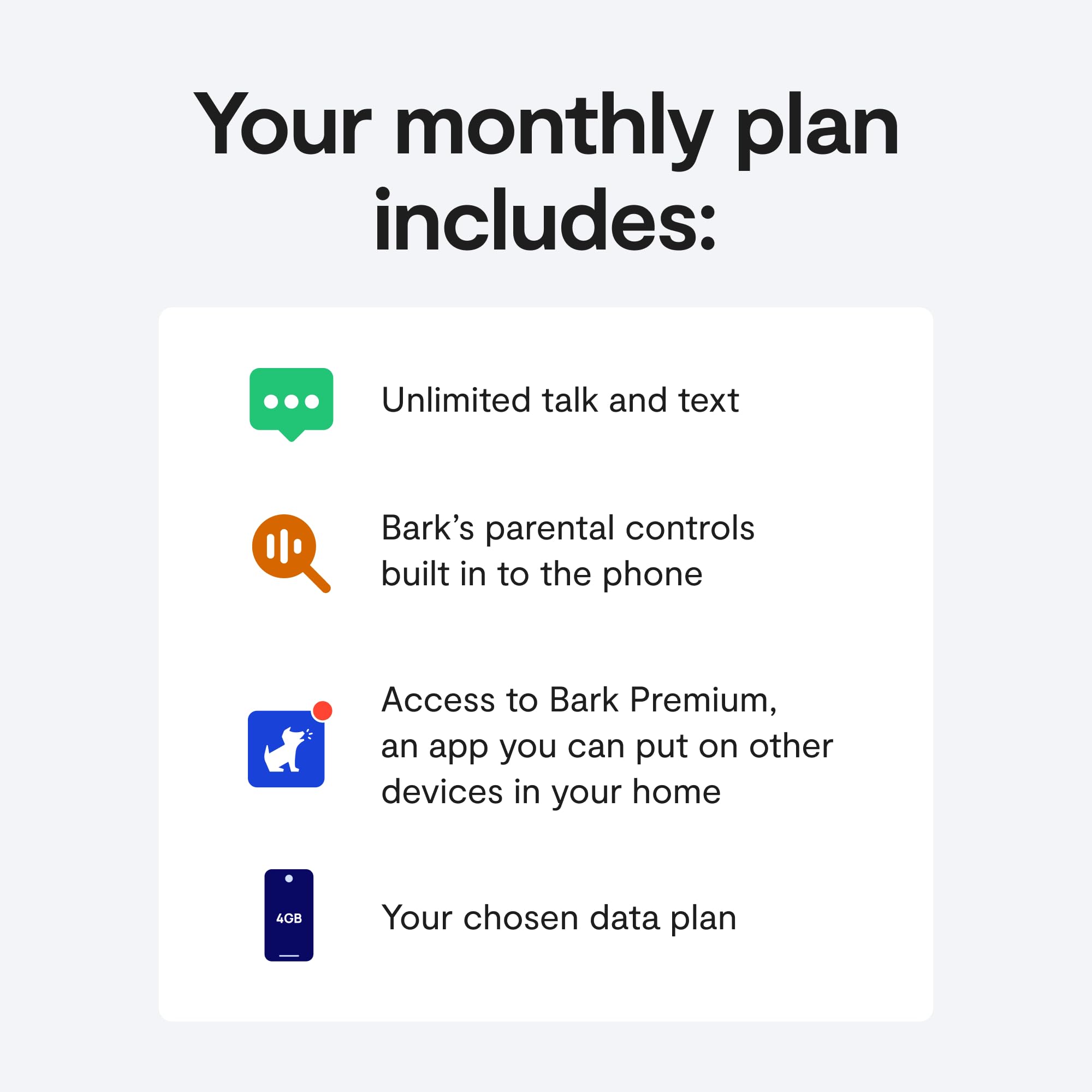 Bark Phone - Safest Smartphone for Kids & Teens with Parental Controls - Monitor Texts, Social Media & GPS Tracking - Unlimited Talk & Text - A15 Chip - Perfect for School, Travel & Family Safety