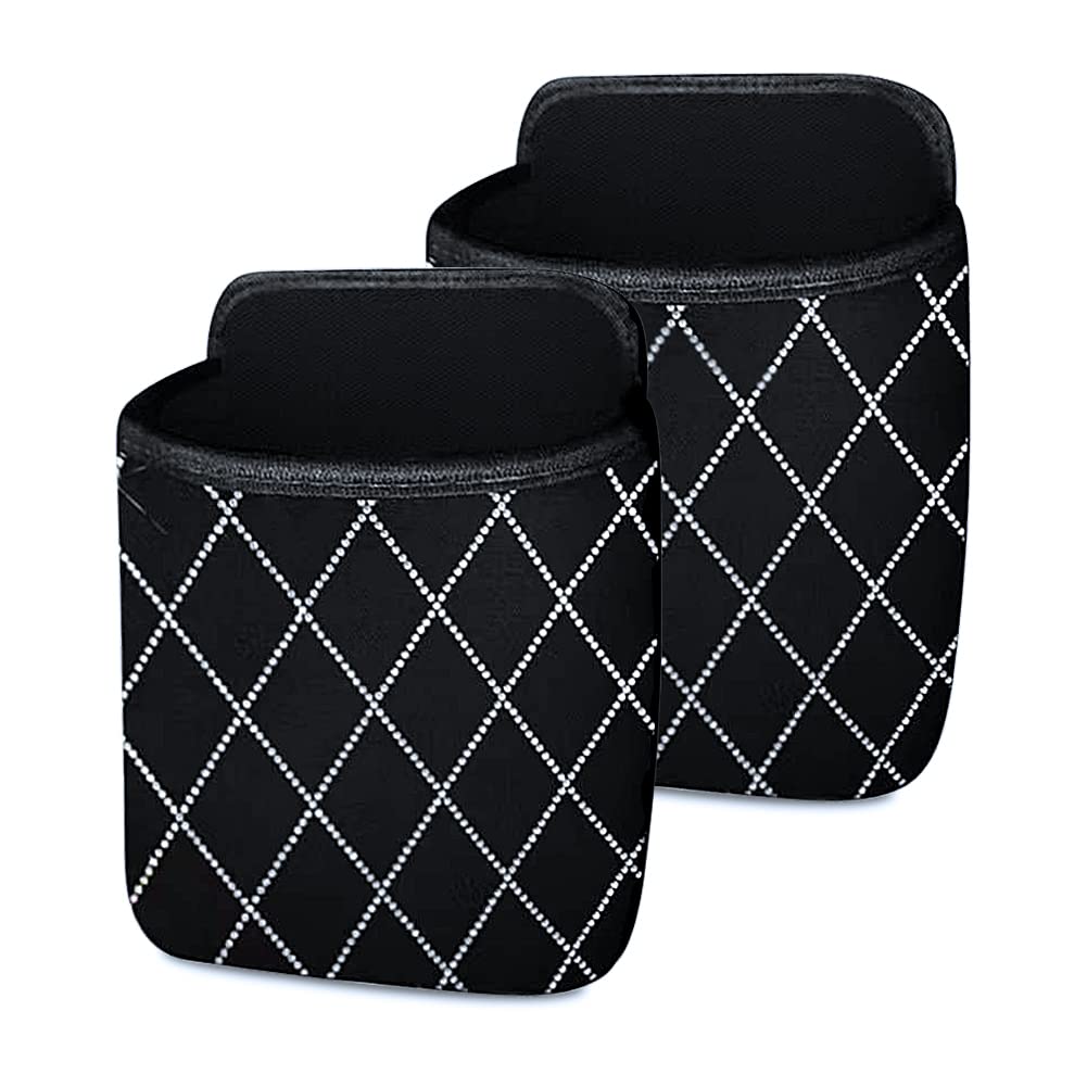 Bling Crystal Car Seat Organizer - 2 Pack White Rhombic Storage Caddy for Front & Back Seats | Perfect for Road Trips, Baby Essentials & Travel Organization