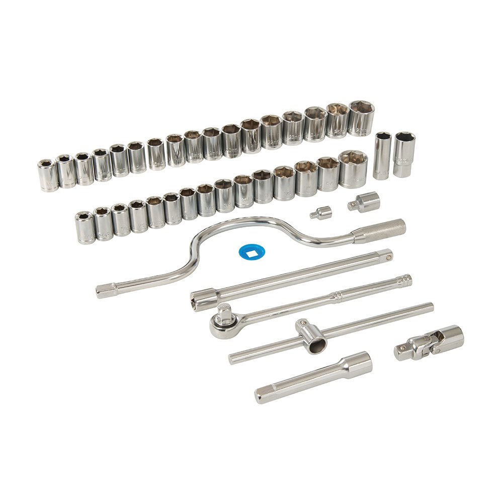 42-Piece 1/2-Inch Drive SS39 Metric & SAE Socket Set - Professional Grade Chrome Vanadium Steel Tool Kit for Automotive Repair & DIY Projects