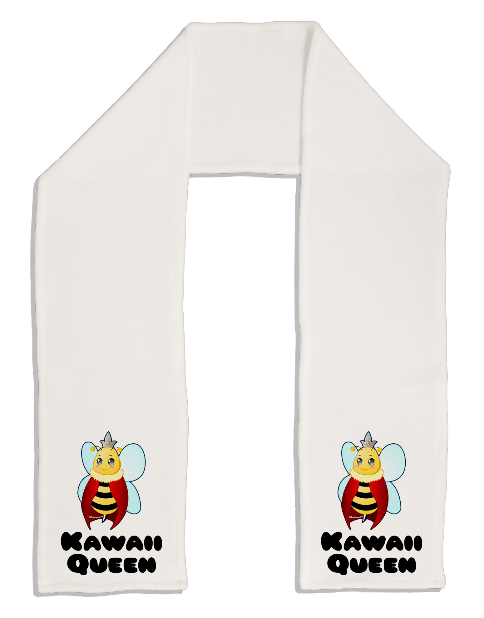 TooLoud Kawaii Queen Bee Adult Fleece Scarf 64 Inches - Soft & Warm Winter Fashion Accessory for Women, Perfect for Cold Weather, Outdoor Activities, and Stylish Outfits