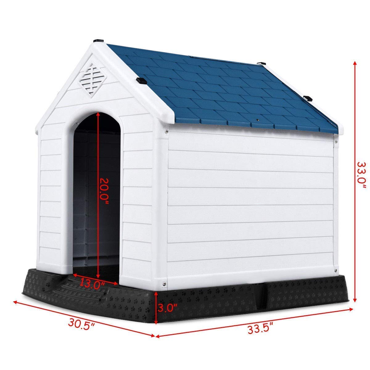 **Giantex Waterproof Plastic Dog House for Medium Dogs - Outdoor & Indoor Pet Kennel with Air Vents, Elevated Floor, Easy Assembly - Perfect for Backyard, Patio, or Feeding Station**