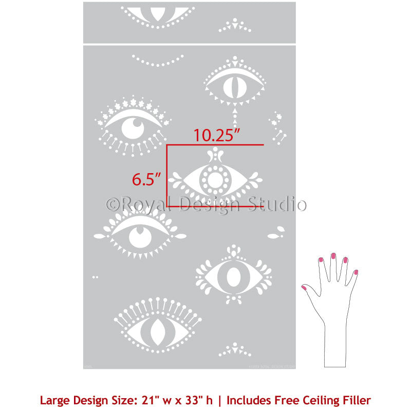 Protective Eyes Wall Stencil - DIY Home Decor Stencils for Creative Painting - Perfect for Bedroom, Nursery, and Living Room Wall Art Projects