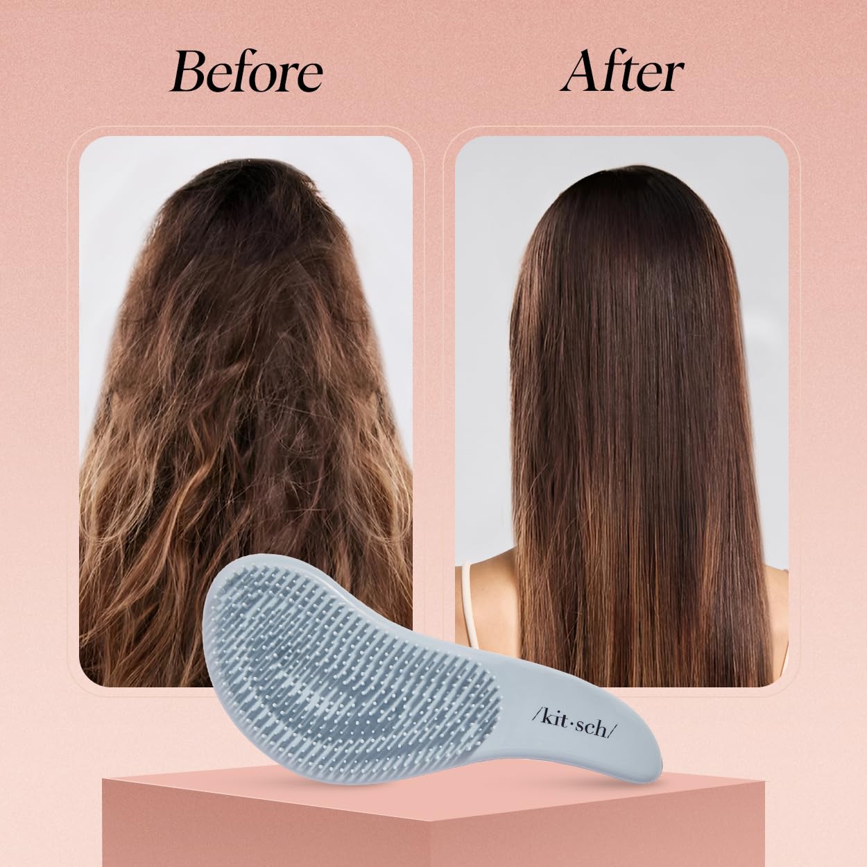 Kitsch Detangling Hair Brush for Curly & Straight Hair - Wet & Dry Use with Flexible Bristles - Hairbrush for Women, Men & Kids - Perfect for Shower, Travel & Daily Styling - Haze Blue