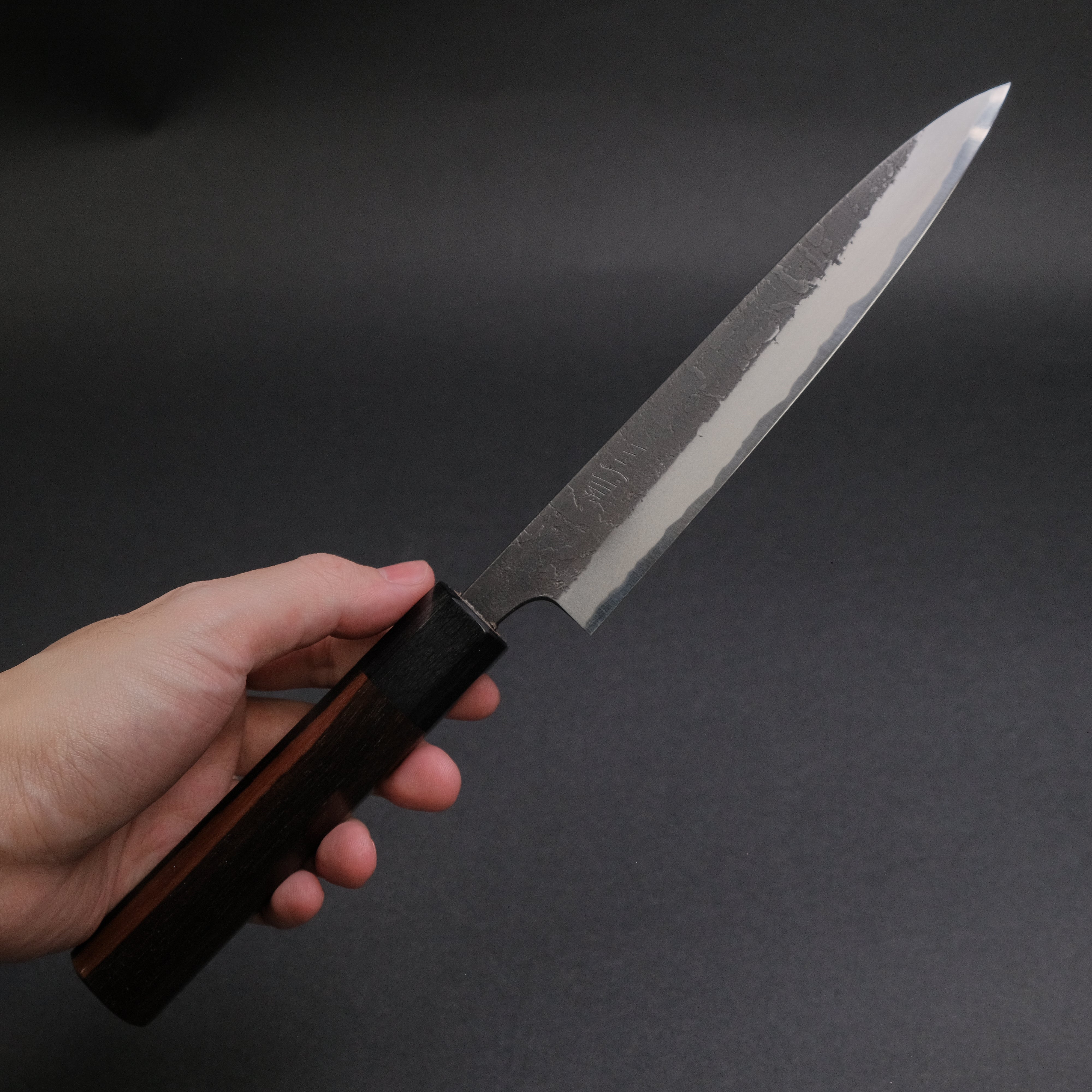 Premium Akifusa Wakui Kurouchi Nashiji Blue #2 Petty Knife 165mm - Handcrafted Japanese Chef Knife with Ebony Wood Handle - Perfect for Slicing, Dicing & Precision Cutting in Professional Kitchens & Home Cooking