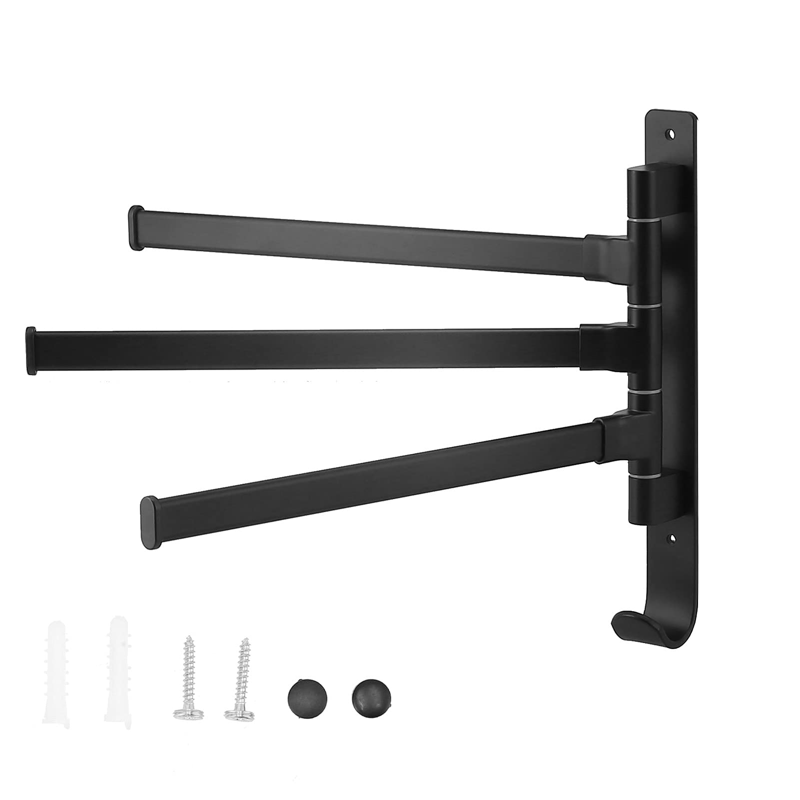 180° Swivel Wall Mounted Aluminum Alloy Towel Rack - 3 Bar Space Saving Bathroom & Kitchen Organizer | Perfect for Small Spaces, Apartments, and Modern Home Decor