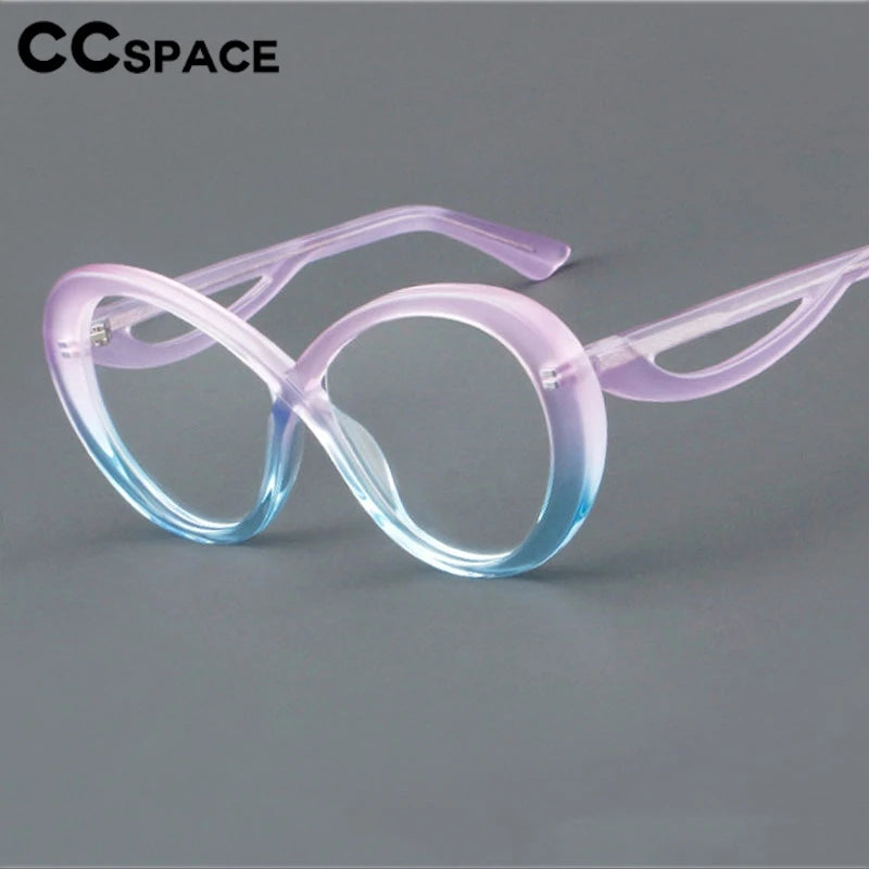 CCspace Unisex Full Rim Oval Cat Eye Acetate Eyeglasses Frame 30793 - Stylish Retro Glasses for Men & Women, Perfect for Office, Reading & Fashion Accessories