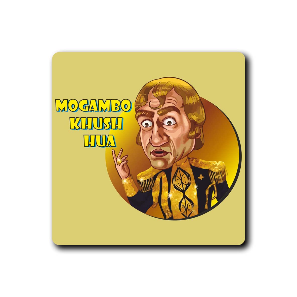 Bollywood Themed Funny Character Coasters Set of 4 - 3.5x3.5 Inch Square MDF Drink Coasters for Dining Table, Home Decor, Office Desk | Unique Gift Idea for Housewarming, Birthday & Indian Culture Lovers