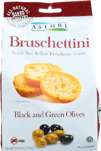 Premium Asturi Bruschettini - Black & Green Olives (Pack of 1) | Imported Italian Gourmet Snack | Perfect for Charcuterie Boards, Appetizers & Wine Pairings