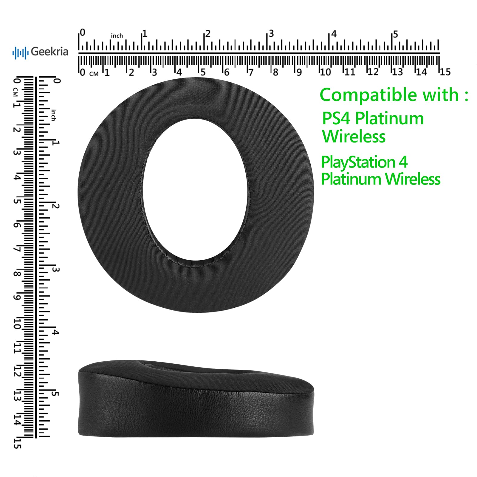 Geekria Replacement Ear Pads for Sony PlayStation Platinum Wireless Headset (CECHYA-0090) - Comfortable Black Memory Foam Cushions for PS4 Gaming Headphones - Perfect for Long Gaming Sessions & Noise Isolation