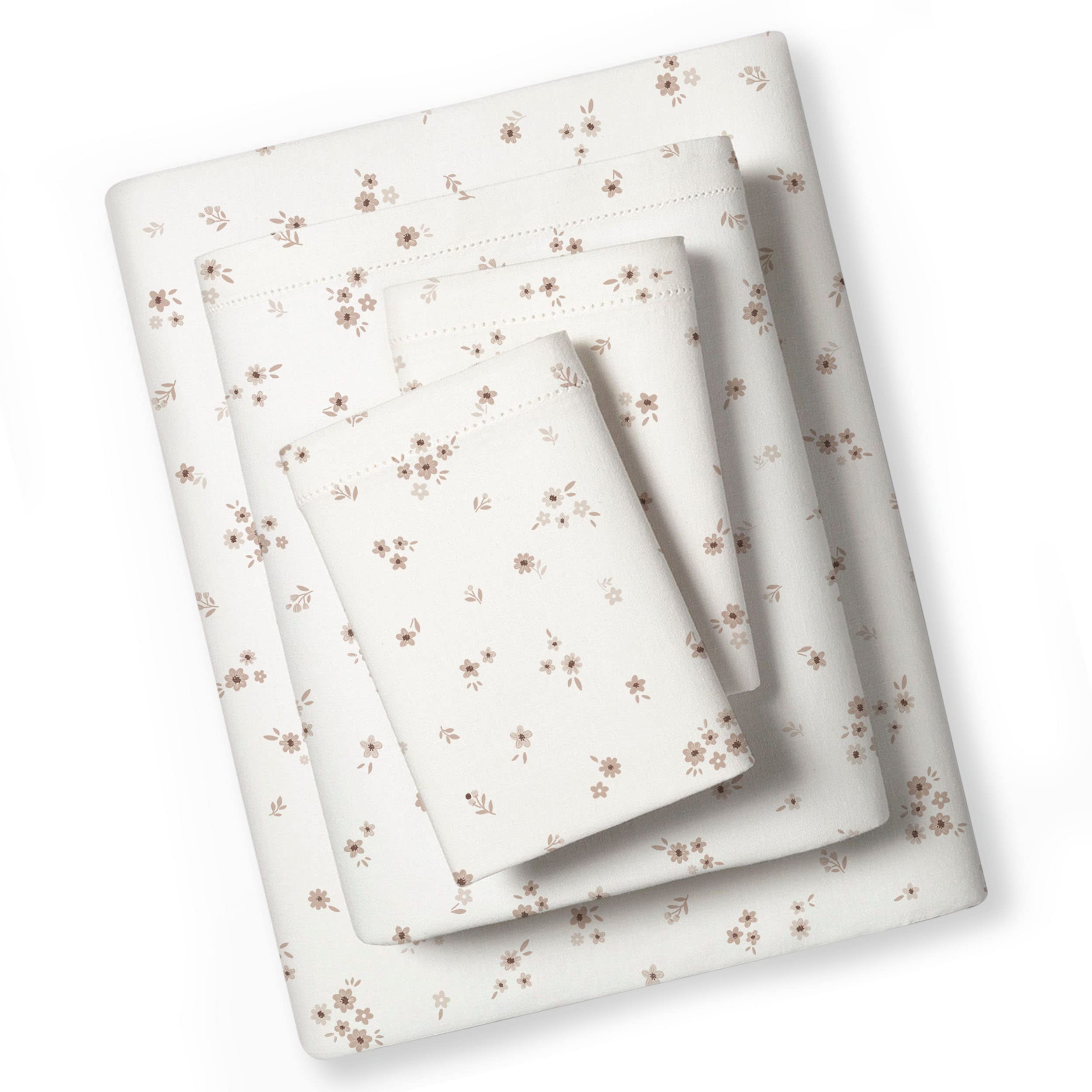 Organic Full Sheet Set - GOTS Certified 100% Organic Cotton Sheets with Fitted Sheet, Flat Sheet & Pillowcases | Ultra Soft, Breathable, Non-Toxic Ditsy Floral Design | Perfect for Full Size Beds, Guest Rooms & Eco-Friendly Homes