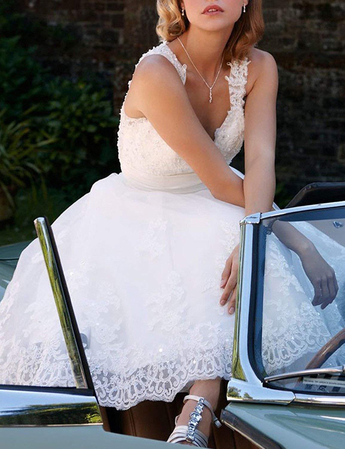 2025 Boho Short Wedding Dress for Bride - Elegant Appliques & Beading Bridal Gown RWD07 | Perfect for Beach, Garden & Outdoor Boho Chic Weddings