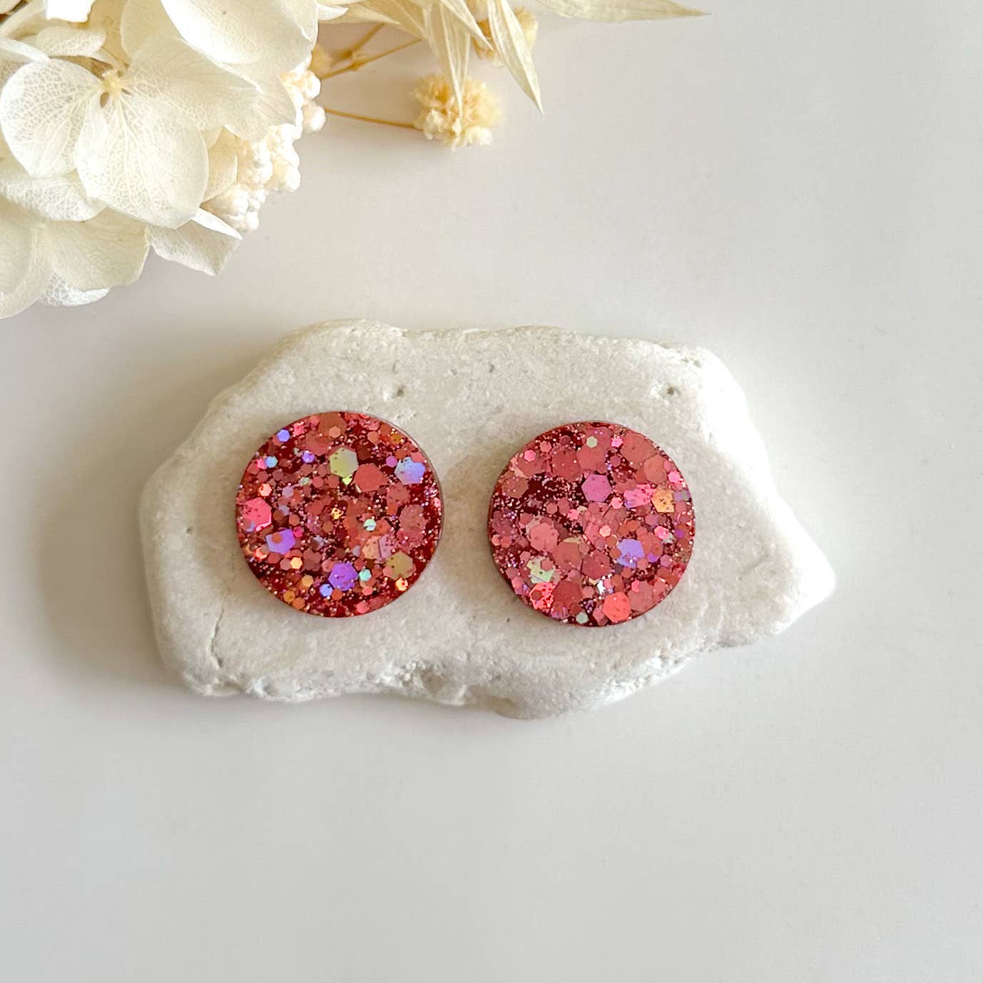 Sparkling Resin Stud Earrings with Glitter - Small & Bright for Women | Perfect for Parties, Weddings, and Everyday Wear