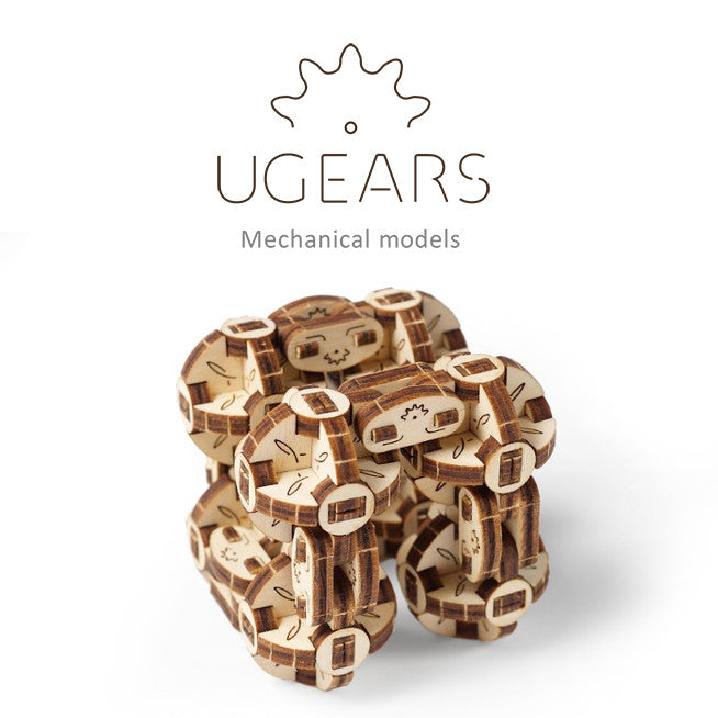 UGears Flexi Cubus - 3D Wooden Puzzle & Mechanical Model Kit for Adults & Teens - Fun DIY STEM Toy for Home Decor & Office Display