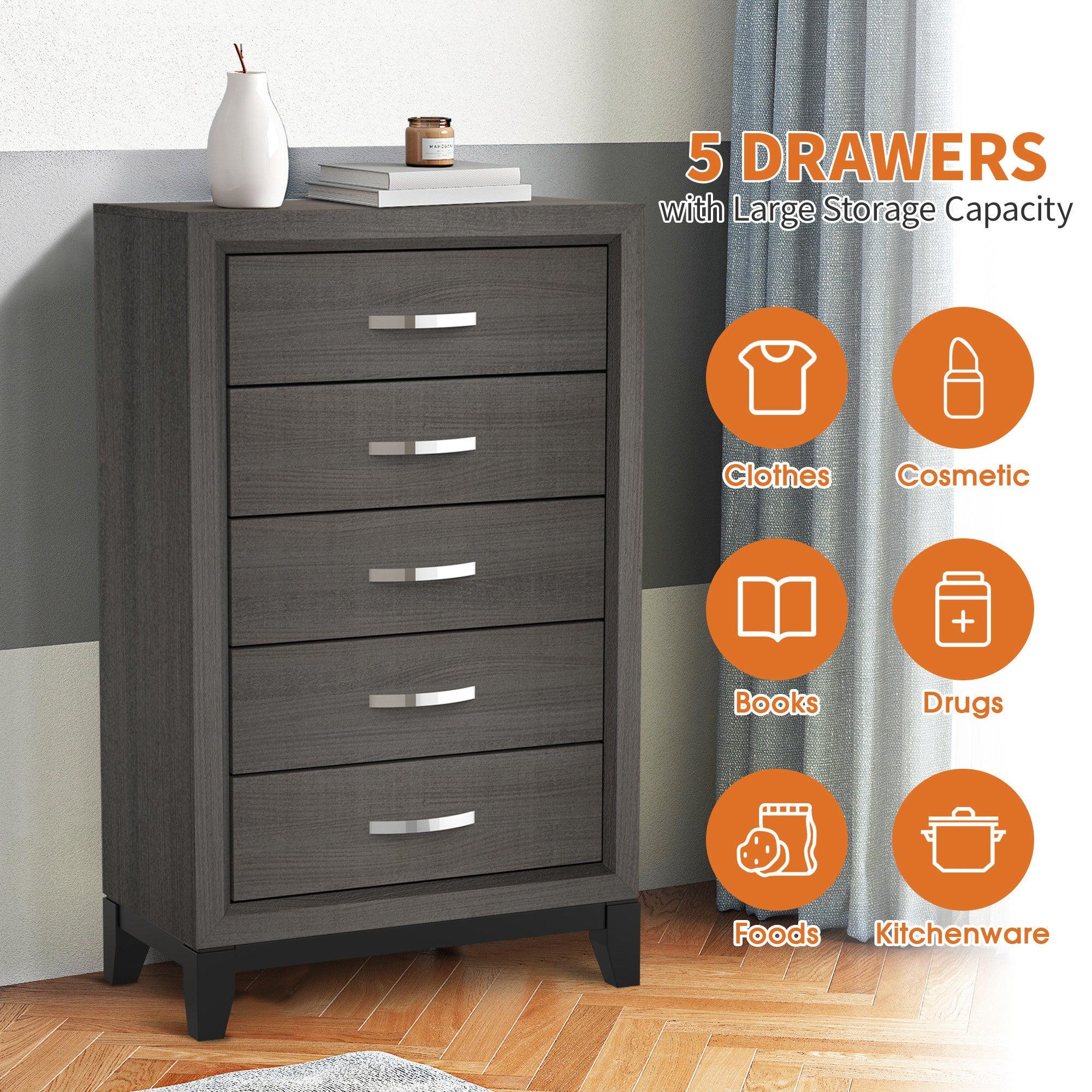 Modern 31-Inch 5-Drawer Chest for Bedroom & Living Room - Stylish Storage Solution for Clothes, Blankets, and Home Organization