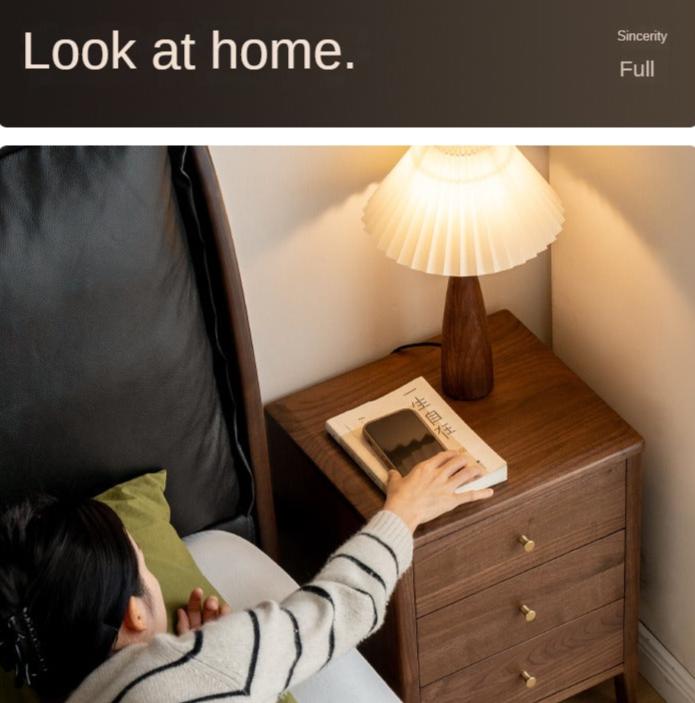 Premium Black Walnut Solid Wood Nightstand - Modern Nordic Style Bedside Table for Bedroom, Living Room & Office Furniture