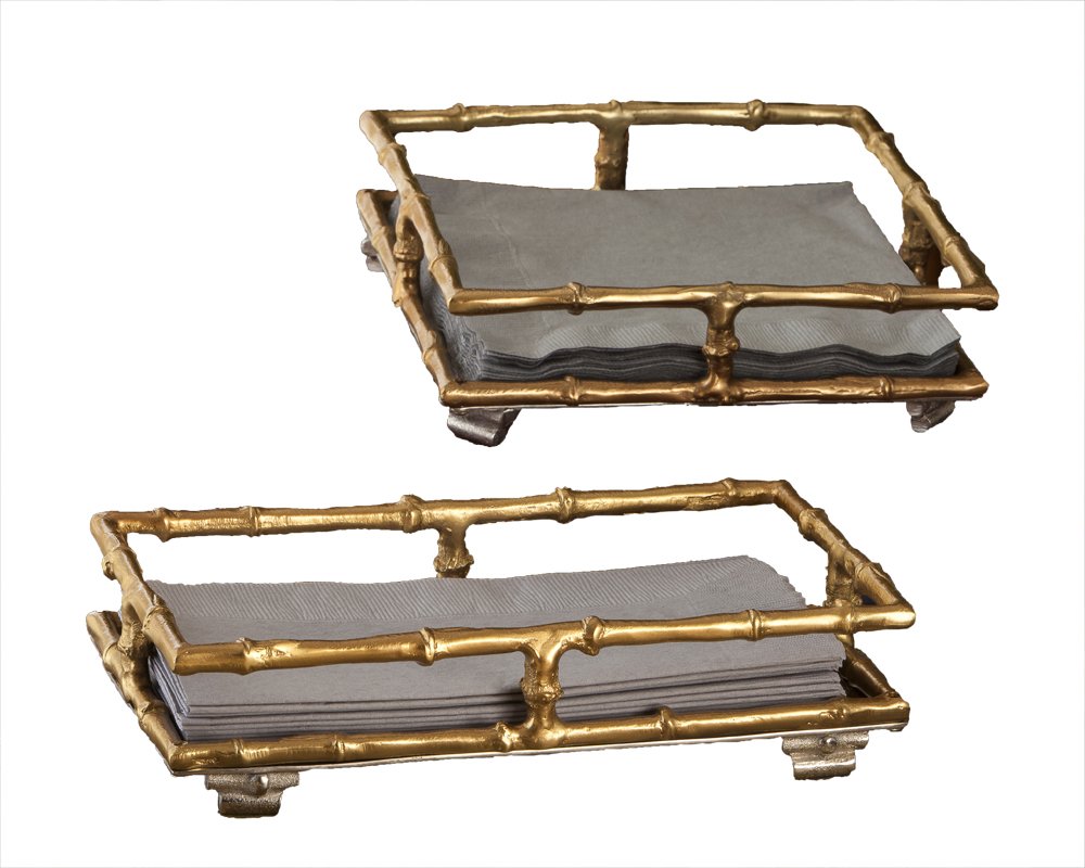Gold Bamboo Guest Towel Holder - Elegant Bathroom Decor for Guest Rooms, Powder Rooms & Spa - Perfect for Hotels, Airbnbs & Luxury Homes