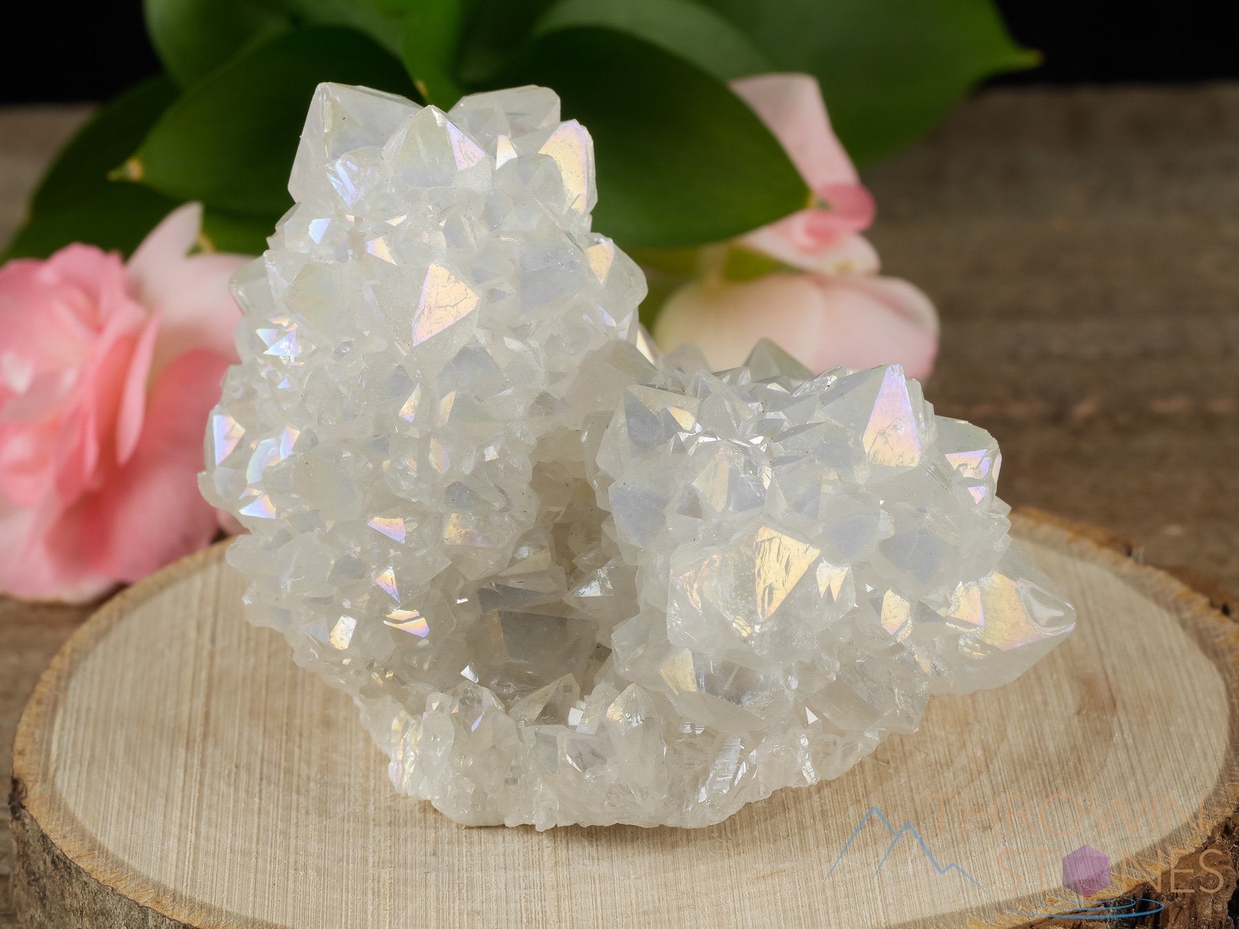 AURA QUARTZ Angel White Rainbow Quartz Crystal Cluster - Natural Spirit Quartz for Healing, Meditation & Energy Work - Metaphysical Crystal Decor (R0440) - Perfect for Home Decor, Yoga Spaces & Spiritual Gifts