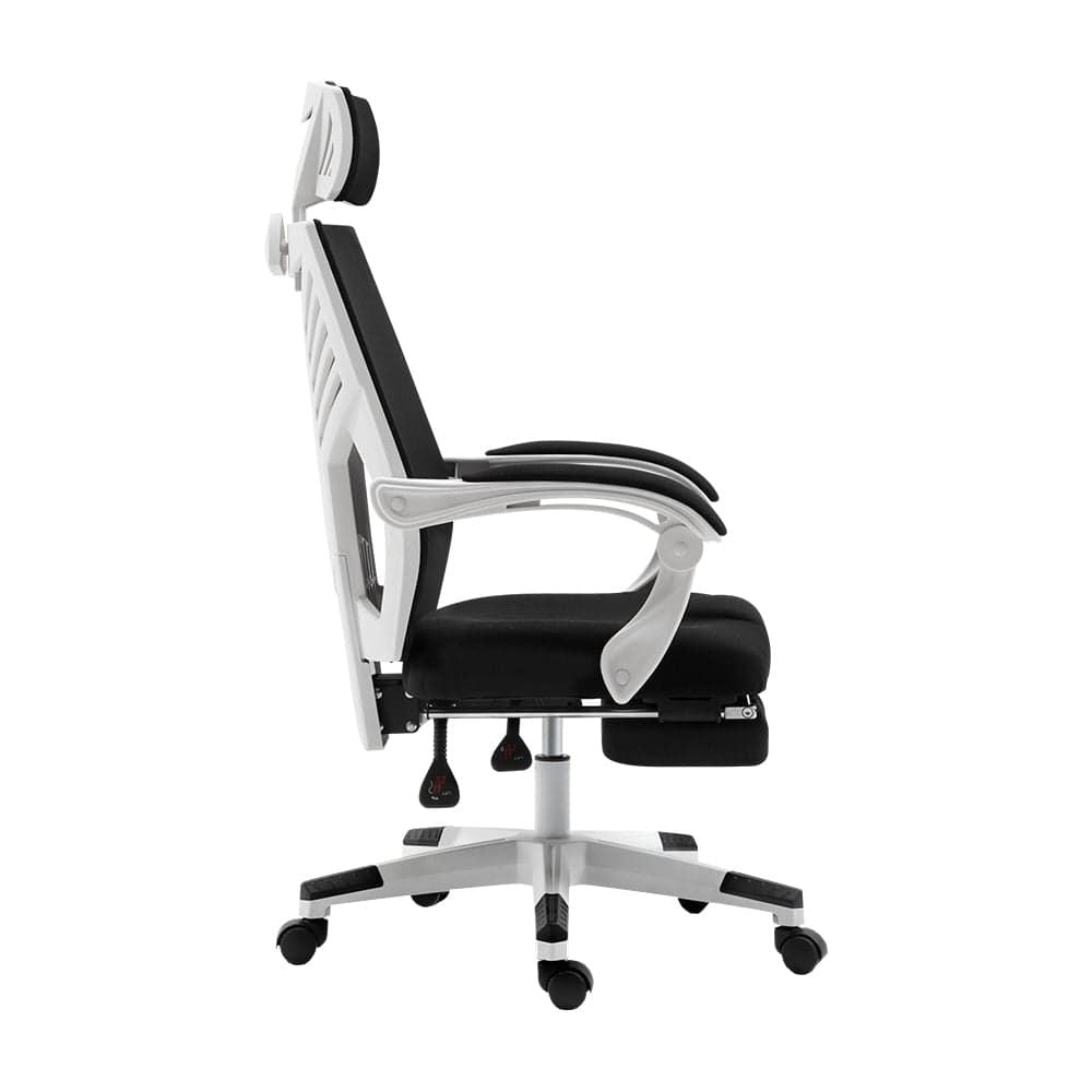 Artiss Ergonomic Mesh Office Chair with Adjustable Recliner - Black & White - Perfect for Home Office, Gaming & Workspace Comfort