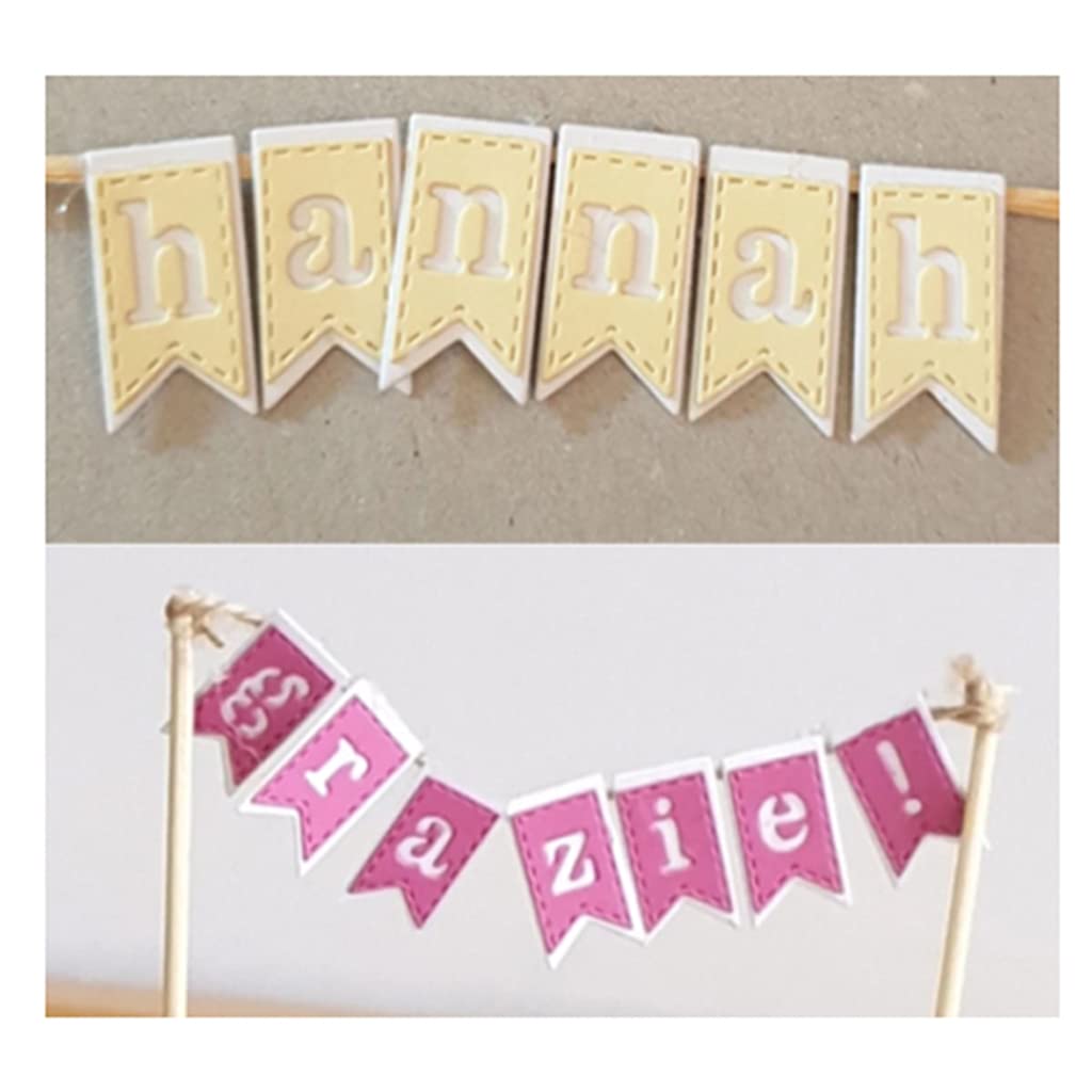 Alphabet Banner Pull Flag Template - Carbon Steel Cutting Dies for DIY Scrapbooking, Photo Albums, Embossing Paper Cards - Decorative Edges & Crafts Accessories - Perfect for Card Making, Invitations, and Home Decor Projects
