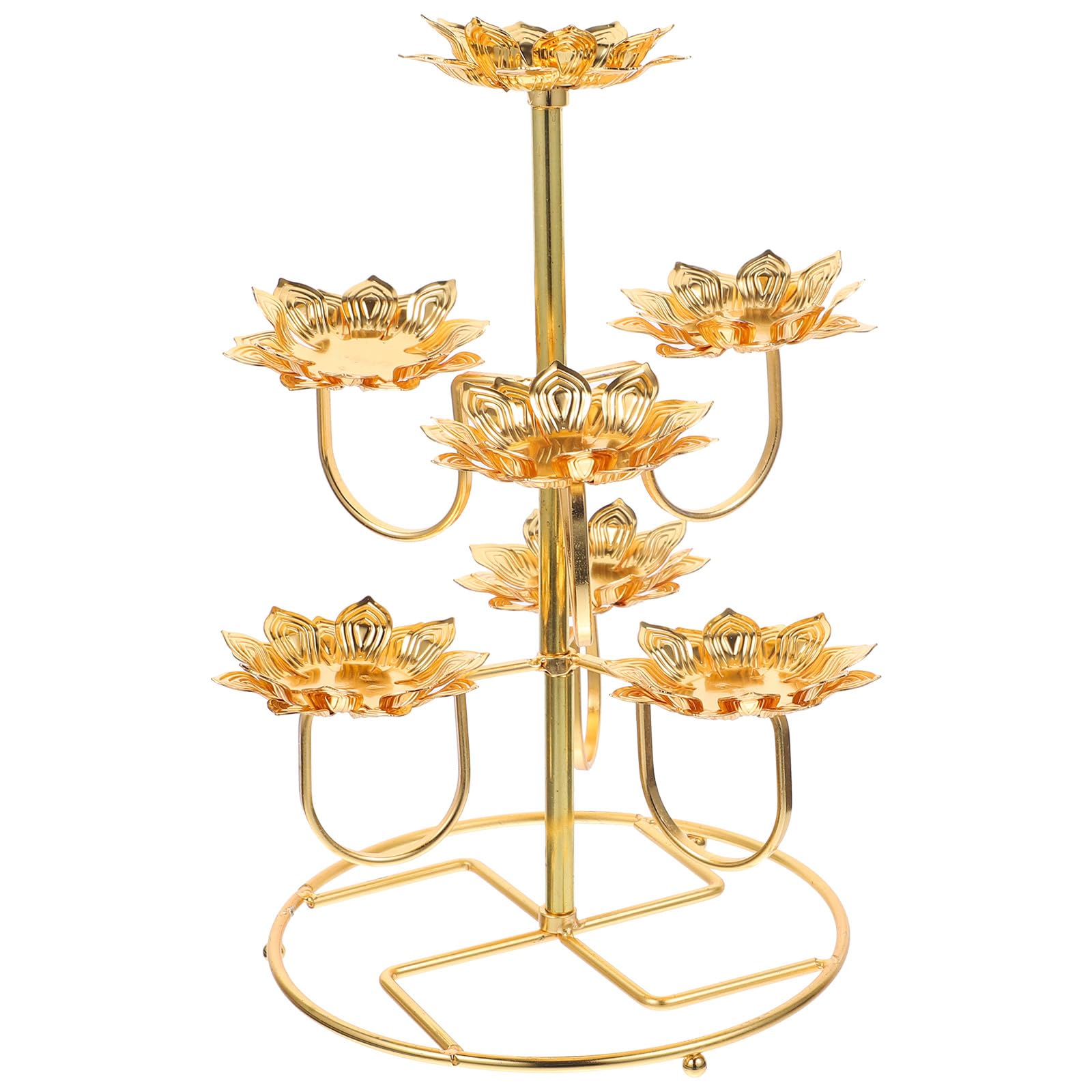 COHEALI Ghee Lamp Lotus Candle Holder - Small Golden Lotus Shaped Buddhist Butter Lamp Stand for Temple Altar & Home Decor | Perfect for Meditation, Yoga, Spiritual Ceremonies and Relaxation
