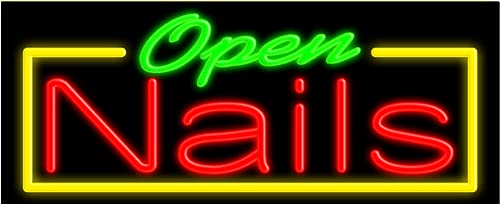 Open Glass Neon Sign #10854 - Handmade in USA - Perfect for Nail Salons, Home Decor & Bar Lighting