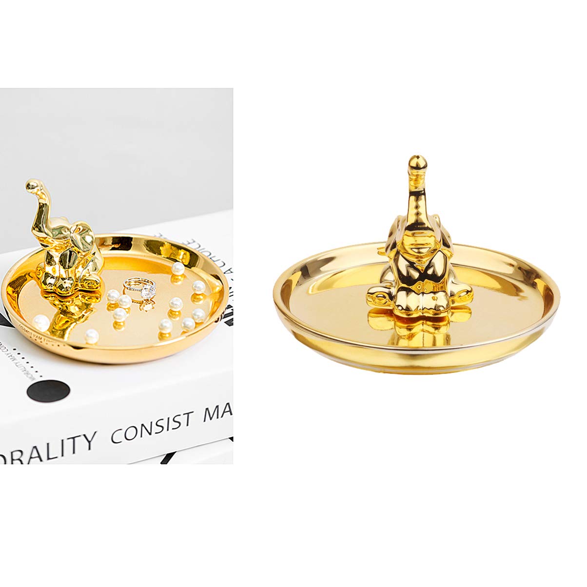 TOPBATHY Gold Plated Jewelry Tray for Women - Elegant Animal Design Jewelry Organizer Storage Box - Perfect for Dresser, Vanity, Bathroom & Travel Accessories Organization