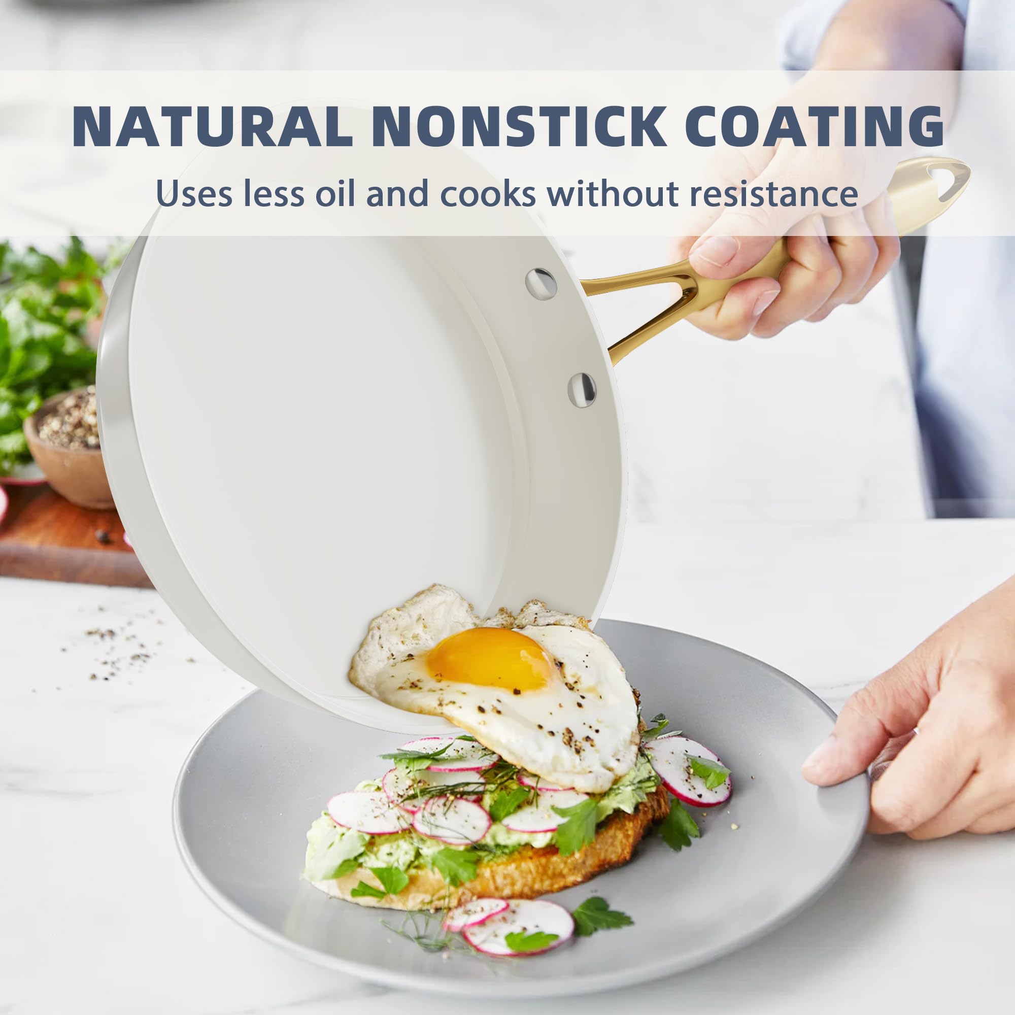 Premium Non-Stick Ceramic Cookware Set - VONIKI 12-Piece Pots and Pans Set with Cooking Utensils, Dutch Oven, Saucepan & Frying Pan | Non-Toxic, PFOA-Free Kitchen Essentials for Home Cooking, Baking & Gift Giving