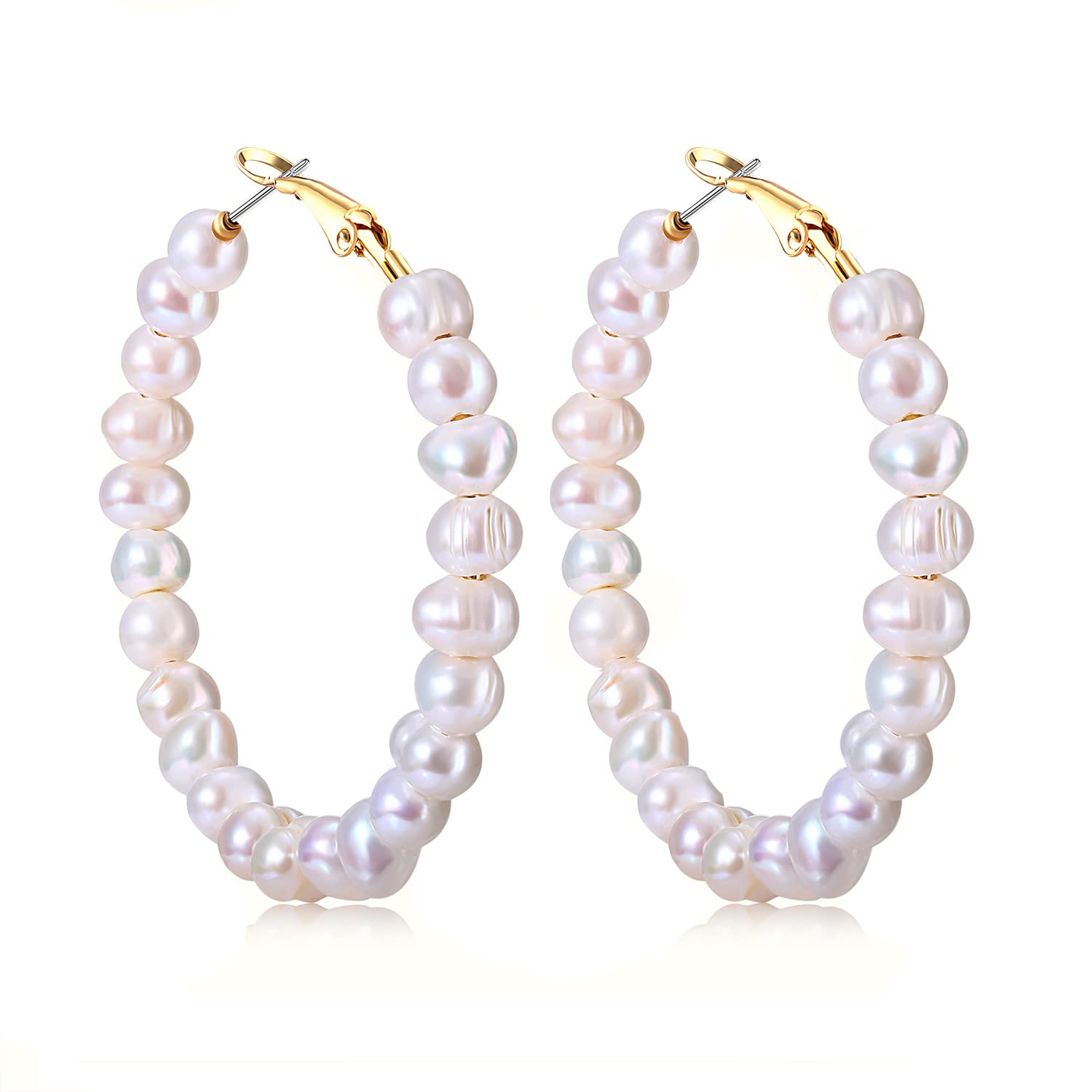 Elegant Baroque Pearl Hoop Earrings for Women - Large Circle Dangle Statement Jewelry, Fashion Gift for Her | Perfect for Parties, Weddings & Everyday Wear