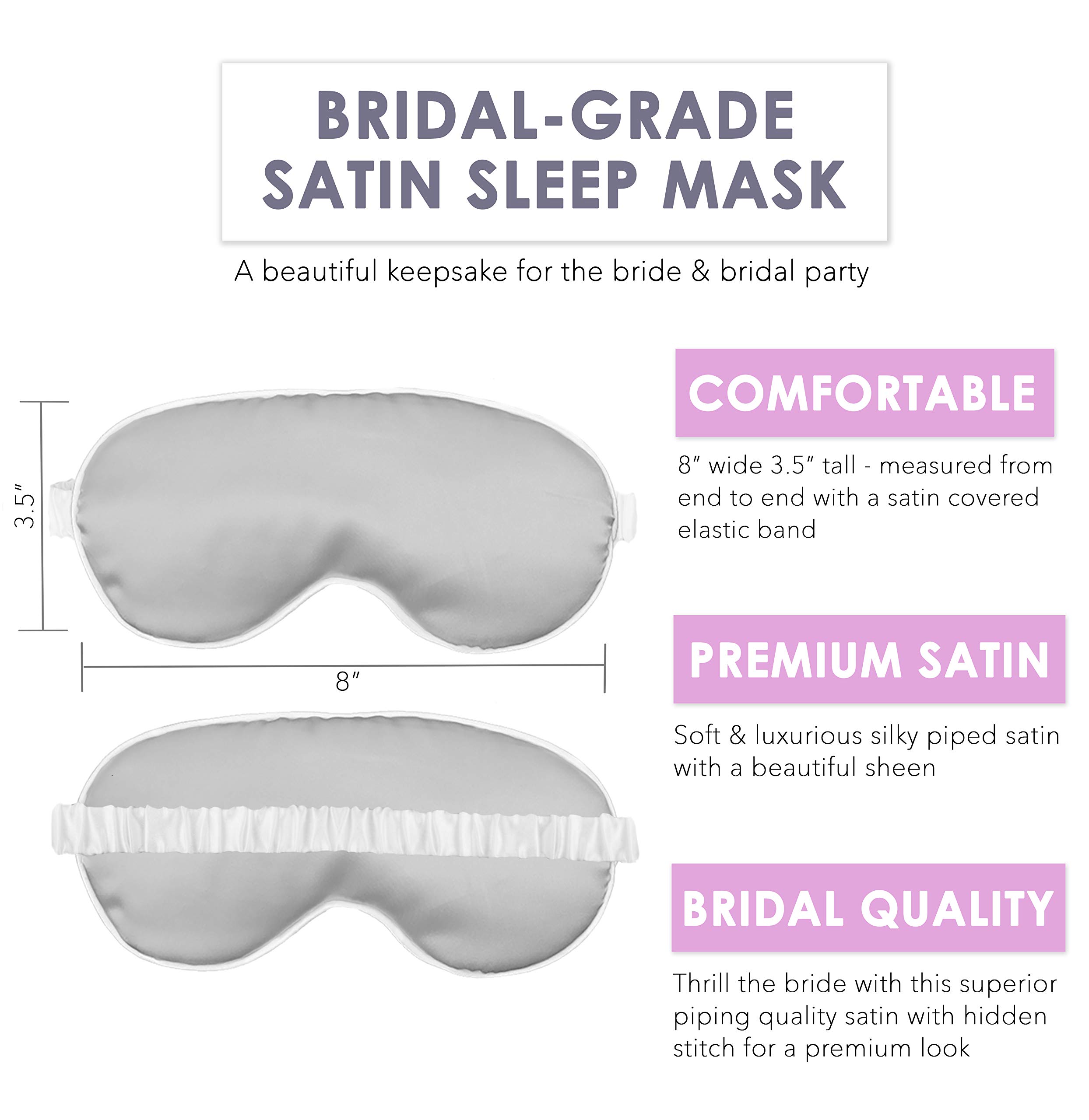 Rose Gold Sparkle Bridal Sleep Mask with Arched Diamond Design - Wedding Gift for Bride - White & Rose Gold Blush Piping Eye Mask (BRD RsG) - Perfect for Bridal Shower, Honeymoon & Relaxation