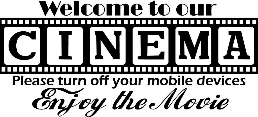 Small Black Cinema Vinyl Wall Decal - Movie Theater Home Decor for Living Room & Bedroom