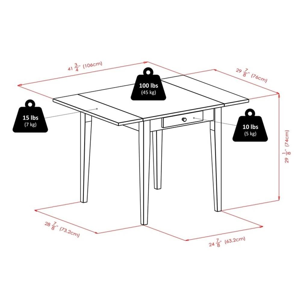 Winsome Hamilton 3-Piece Drop Leaf Dining Table Set with 2 Ladder Back Chairs - Space Saving Kitchen Table for Small Apartments & Breakfast Nooks