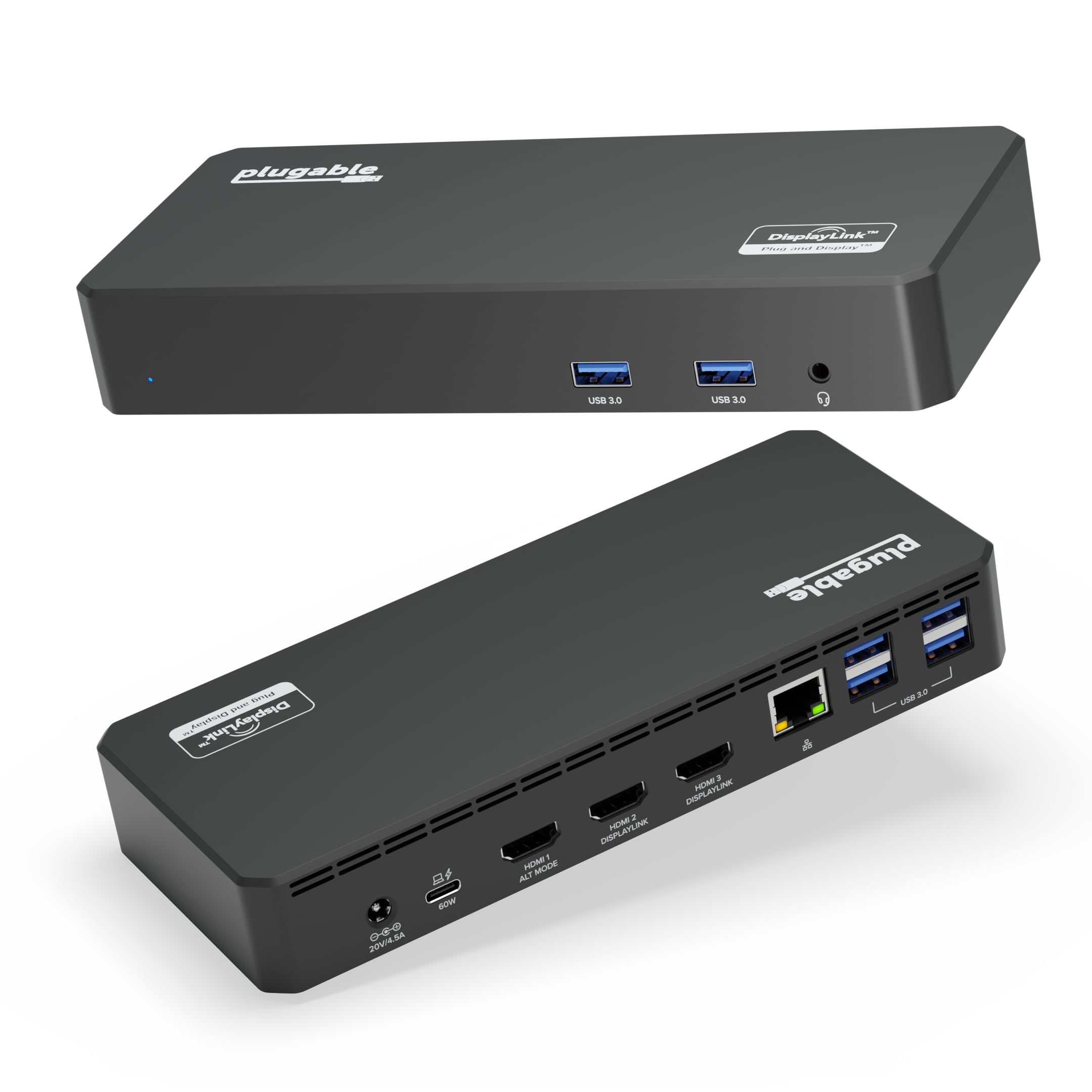 Plugable USB C Triple Display Docking Station with 100W Laptop Charging - Thunderbolt 3/USB4/USB-C Compatible for Windows, Mac, Chromebook - 3 HDMI Ports, 6 USB 5Gbps Ports - Perfect for Home Office, Gaming & Multi-Tasking Workspaces