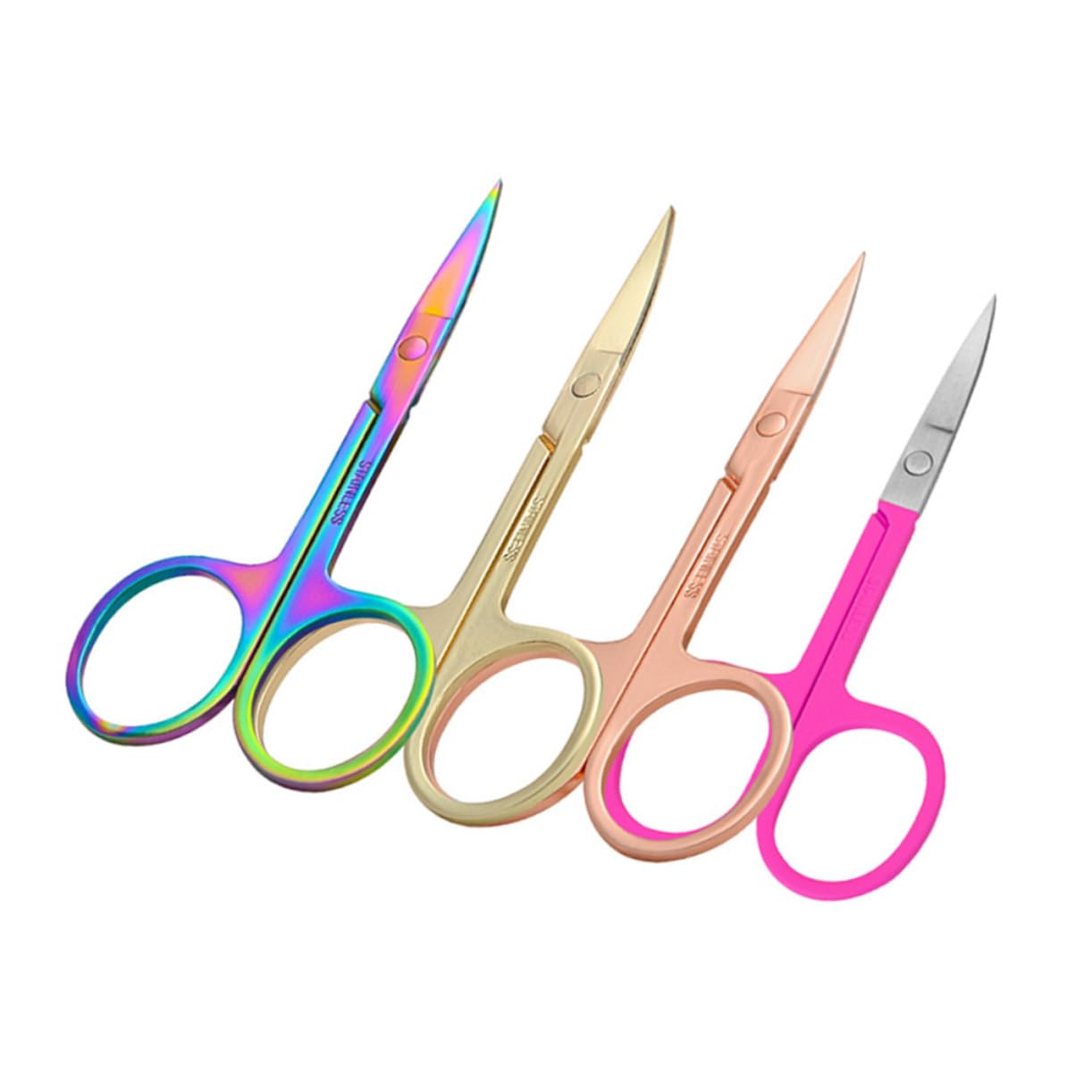 4PCS Professional Nose Hair Trimmer & Eyebrow Scissors Set - Stainless Steel Grooming Scissors for Men & Women - Precise Nose Hair, Eyebrow, Mustache & Facial Hair Trimming - Perfect for Travel, Home & Salon Use