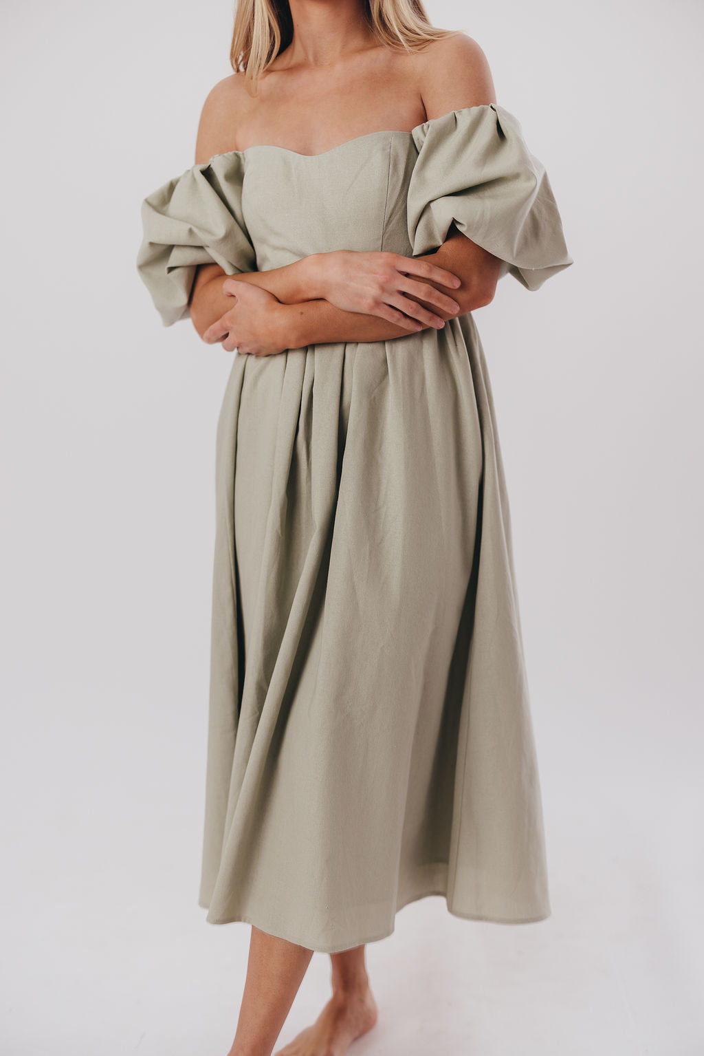 Hamilton Midi Dress in Olive - Bump Friendly Maternity Dress (Sizes S-2XL) | Flowy Summer Dress for Pregnancy, Nursing & Everyday Wear