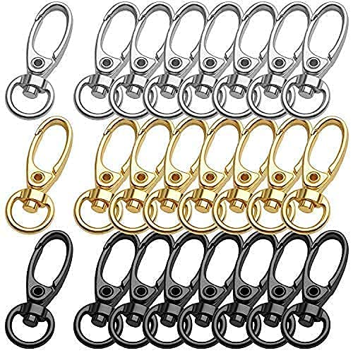 60pcs Metal Swivel Clasps - Lobster Claw Clasps & Trigger Clips for Keychains, Jewelry Making, DIY Crafts (3 Colors) - Perfect for Necklaces, Bracelets, Key Rings & Lanyards