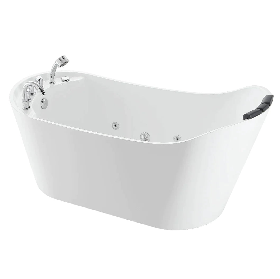 Empava 67-Inch Freestanding Jetted Bathtub - White Acrylic Soaking Tub with Massage Jets (Model 67AIS09) - Perfect for Luxury Bathrooms & Spa Relaxation at Home