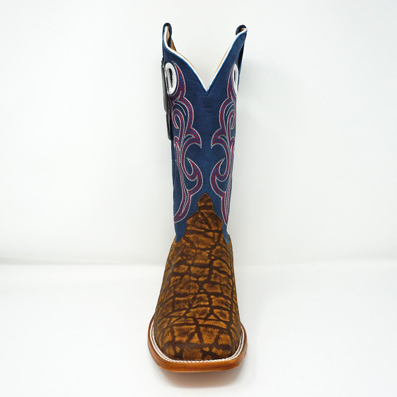 Anderson Bean Men's Cognac Elephant Print Cowboy Boots - Handcrafted Leather Western Boots for Men - Perfect for Rodeo, Country Dancing & Casual Wear