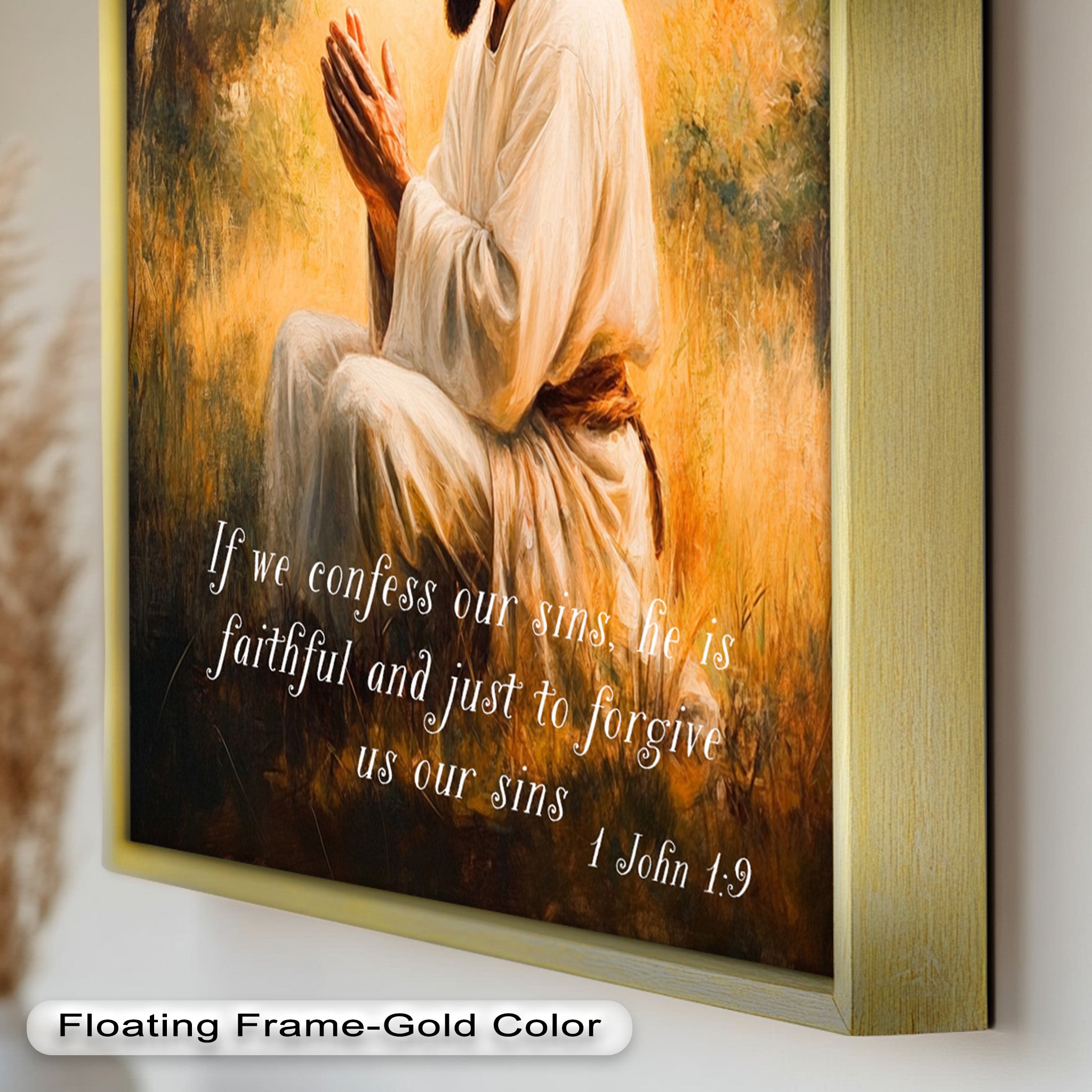 1 John 1:9 Bible Verse Oil Painting - Christian Scripture Wall Art for Home Decor, Church & Prayer Room - Divine Forgiveness Scripture Artwork