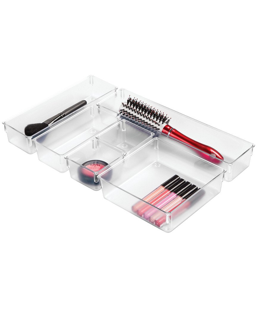 iDesign Plastic Kitchen Drawer Organizer Trays - BPA-Free Silverware & Utensil Storage, Set of 6 Clear Trays - Perfect for Organizing Cutlery, Cooking Tools & Office Supplies