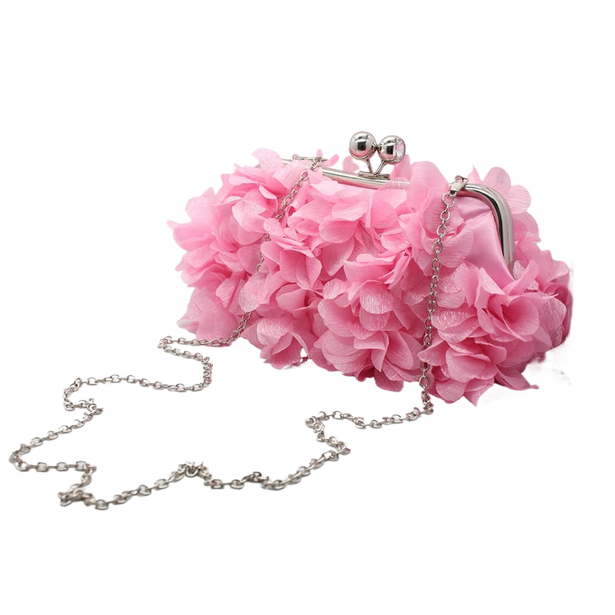 Elegant Floral Clutch Purse for Women - Satin Evening Bag with Applique Flowers - Perfect for Weddings, Prom, Parties & Special Occasions