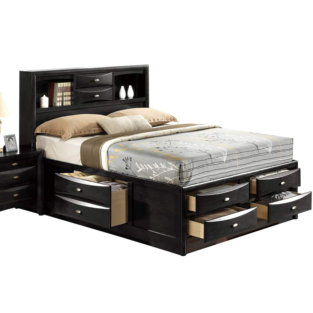 Global Furniture USA Black Linda Full Bed Frame - Modern & Sturdy Queen Size Bed for Bedroom, Guest Room, or Dormitory