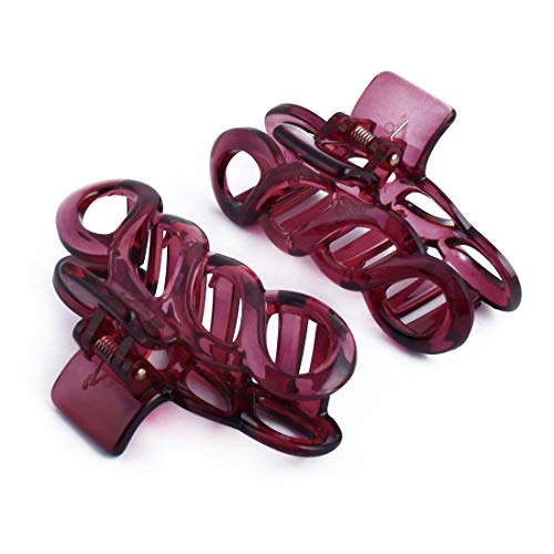STORE99® Women's Burgundy Hair Claw Clips - 8 Prong Spring Loaded Hair Clamps (2-Pack) for DIY Hairstyles - Perfect for Spring, Summer & Everyday Use