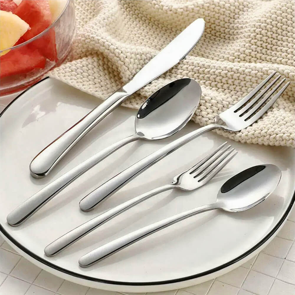 Premium Marina Silverware Set - 24-Piece Stainless Steel Flatware Set for 6, Elegant Dinnerware Cutlery with Knives, Forks, Spoons - Perfect for Dining, Parties, Weddings & Gifts
