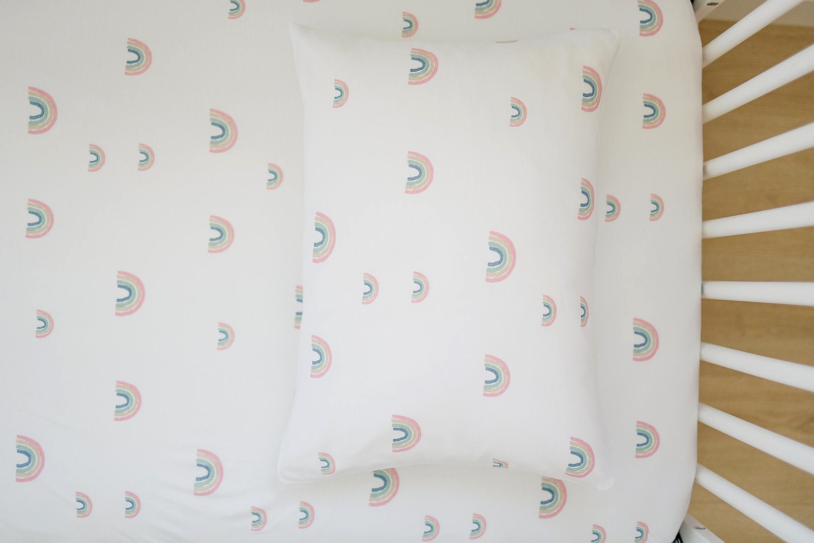 Ecolino® 100% Organic Cotton Crib Sheet with Rainbow Design - Soft & Breathable Baby Bedding for Nursery, Crib, and Toddler Beds