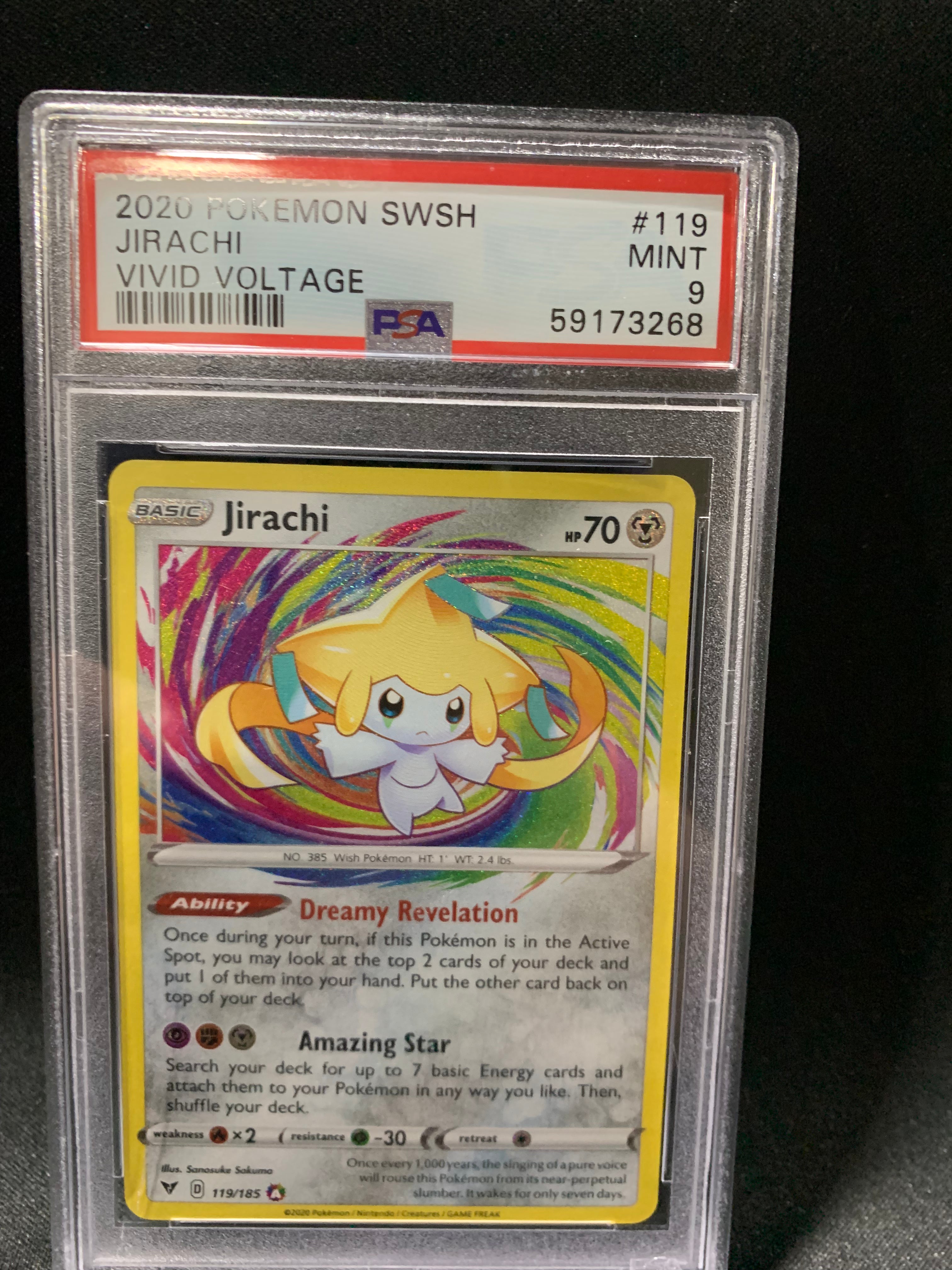 2020 Pokemon Sword & Shield Vivid Voltage Jirachi #119 PSA Mint 9 Graded Card - Collectible Trading Card for Fans & Players
