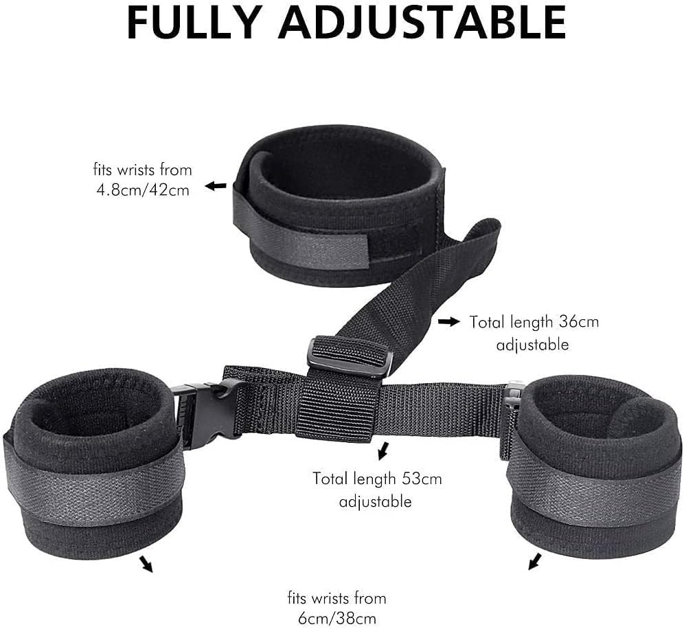 BDSM Bondage Set - Adjustable Neck to Wrist Restraints, Handcuffs & Blindfold for Couples | Perfect for Bedroom Play, SM Games & Sensual Exploration