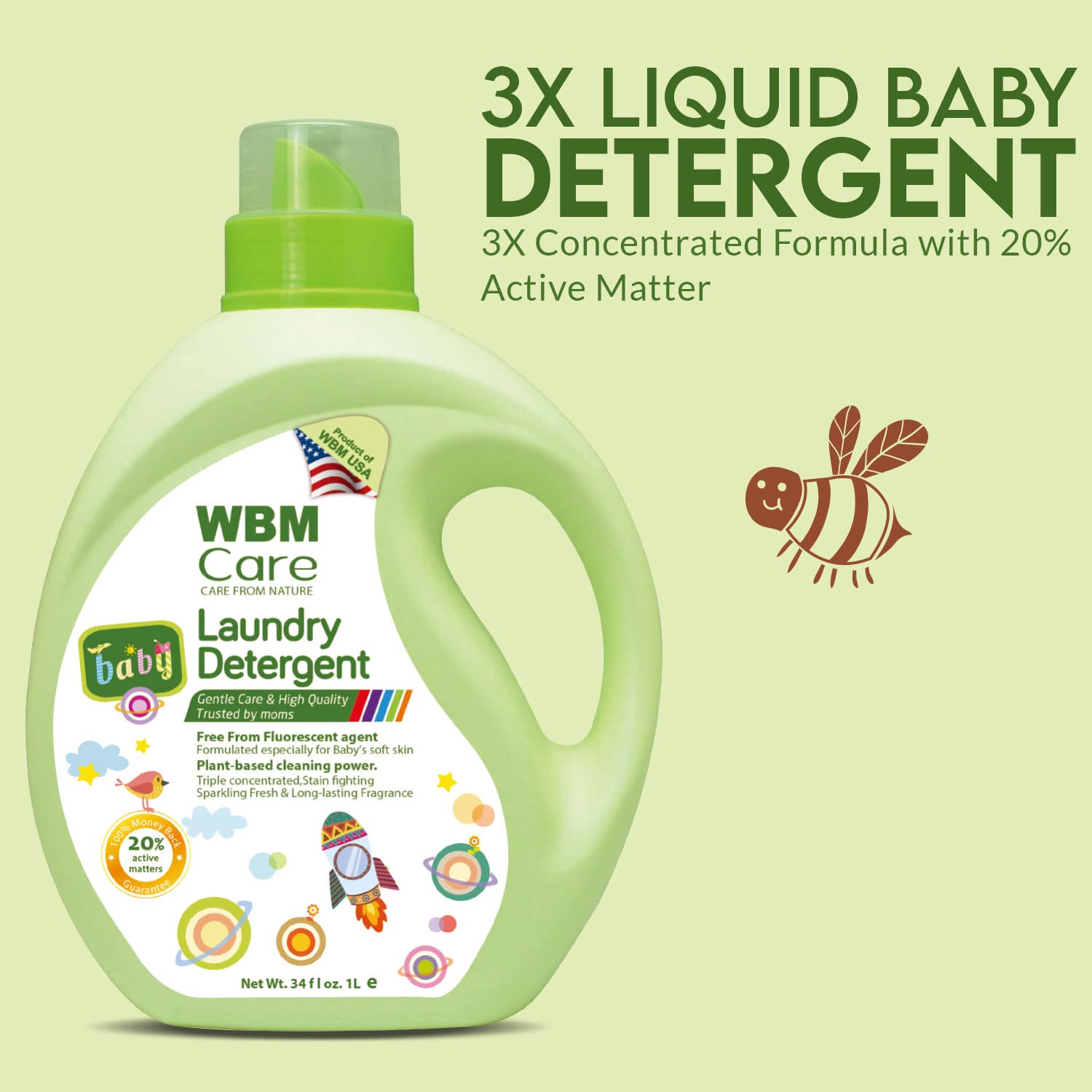 Gentle Baby Laundry Detergent 68oz - 100 Loads for Delicate Skin | Safe for Newborn Clothes & Sensitive Skin