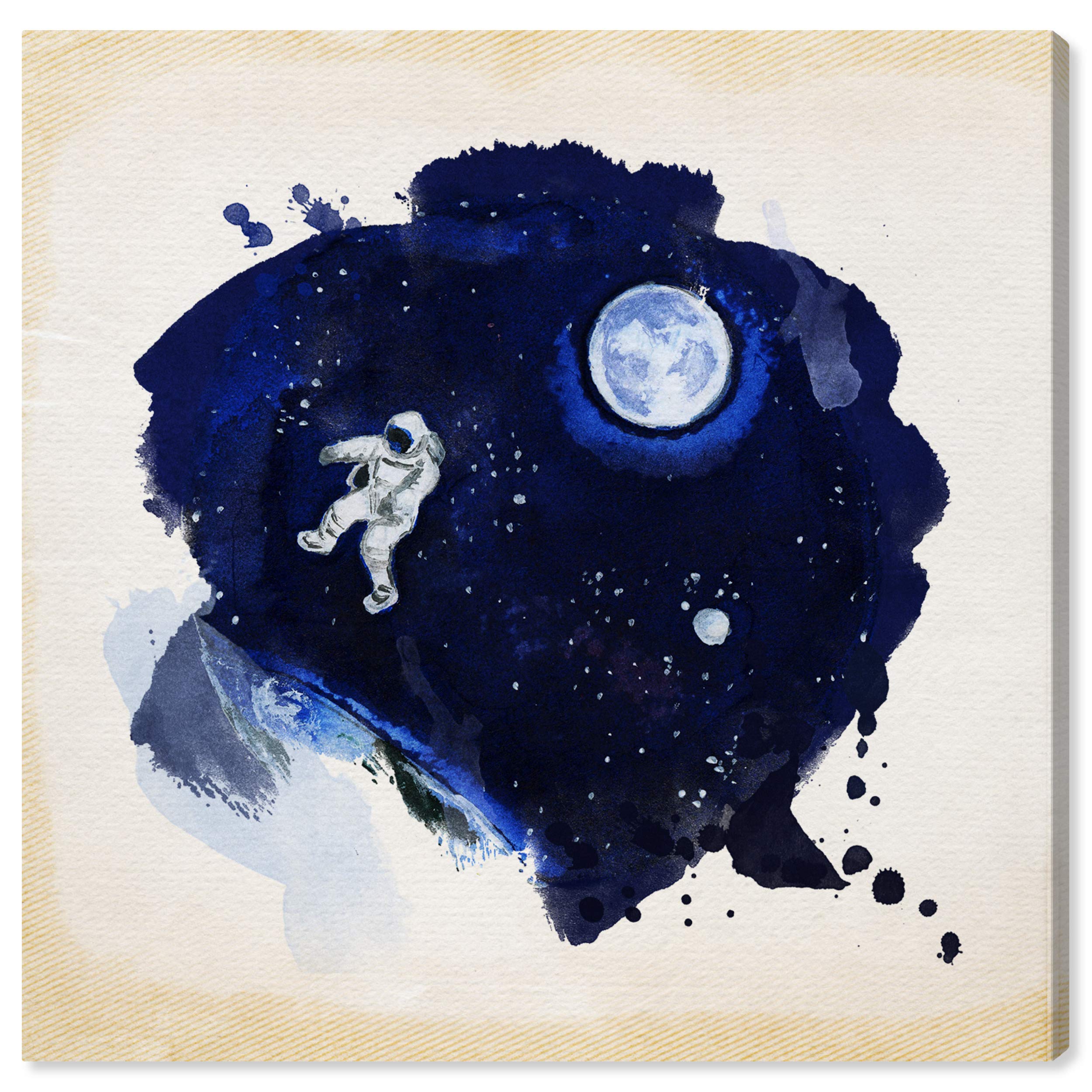 Oliver Gal Artist Co. 'Take Me Outterspace' Space Wall Art Canvas Print - 24x24 Inch Blue & White Home Decor - Perfect for Living Room, Bedroom & Office Spaces